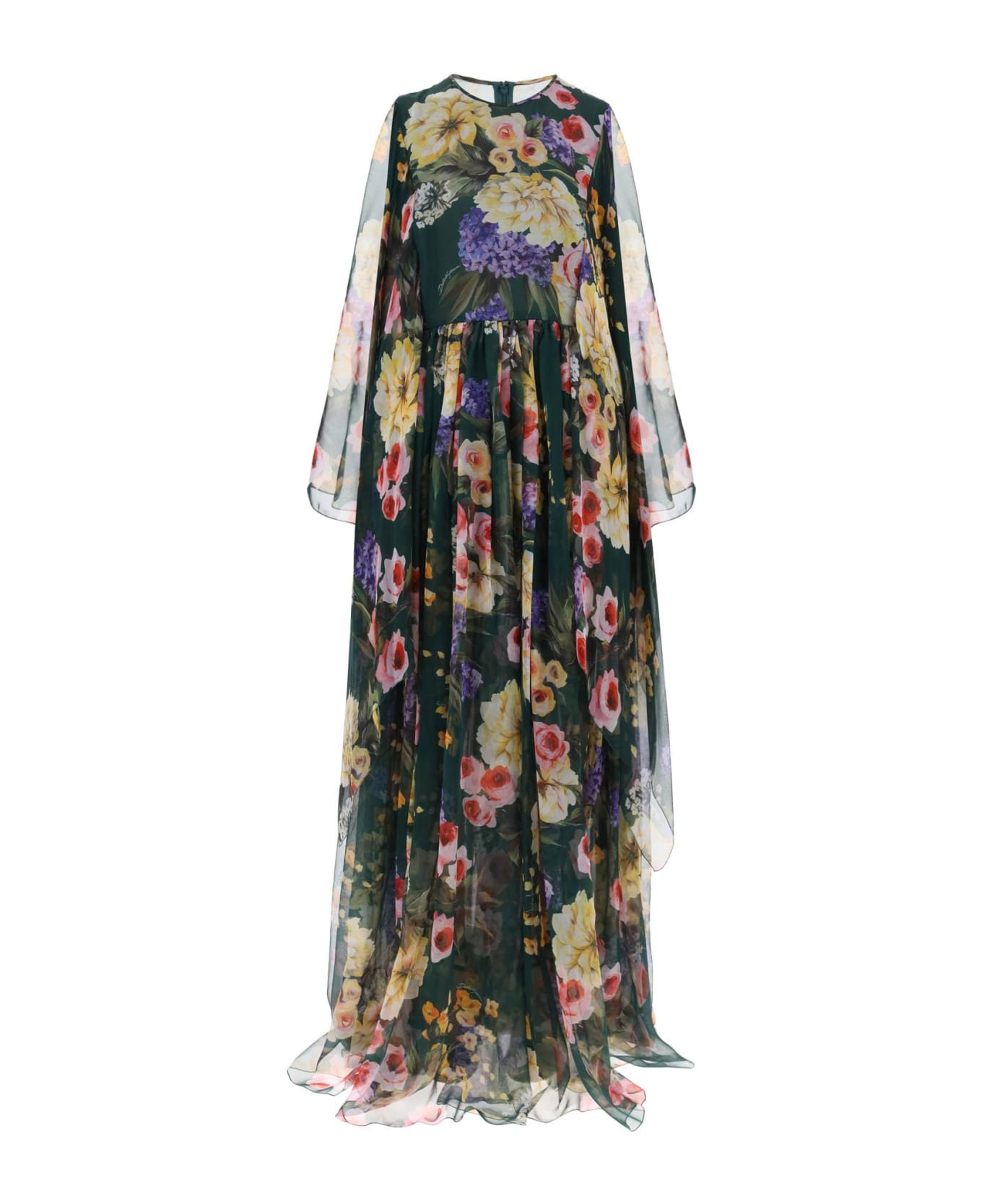 Dolce & Gabbana Floral Printed Maxi Dress - Giardino fdo verde