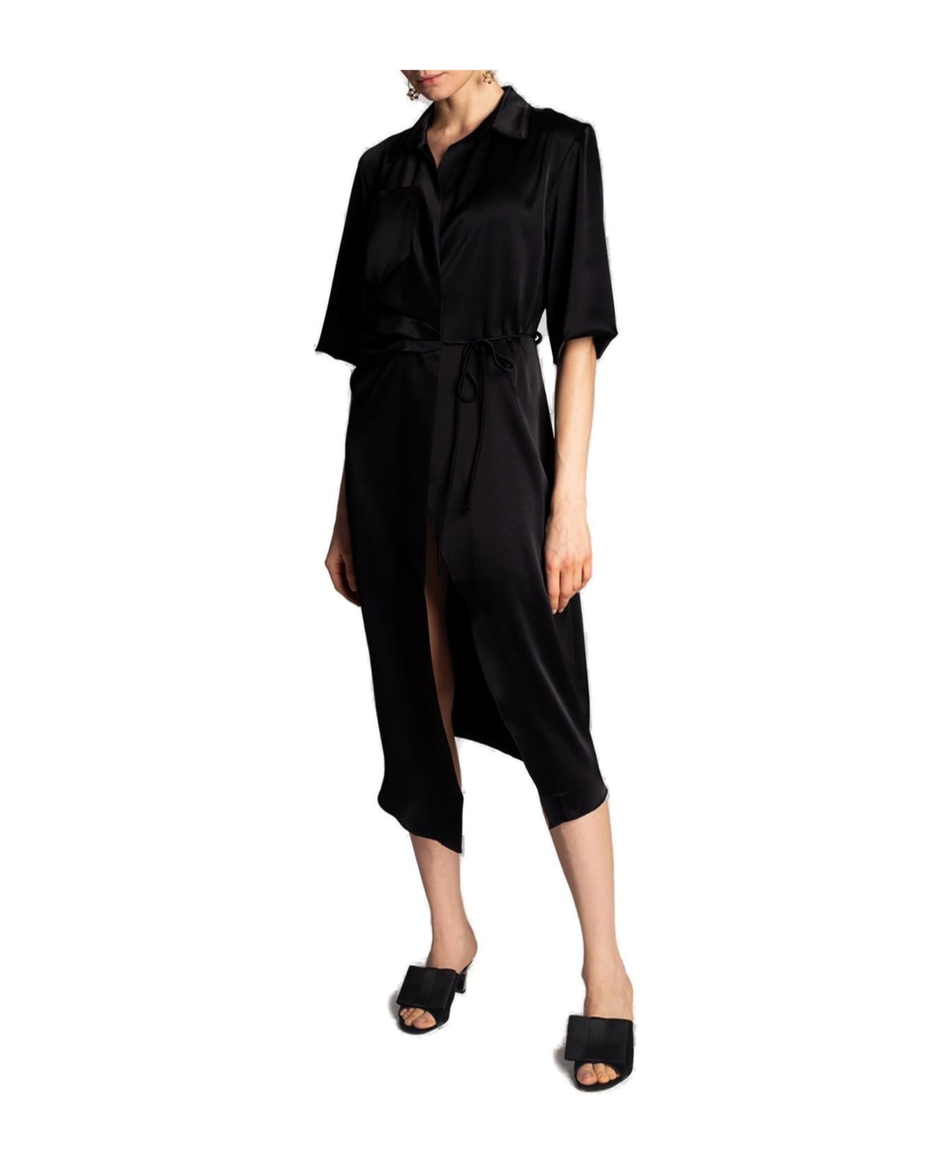 Nanushka Asymmetrical Wrapped Dress - Black