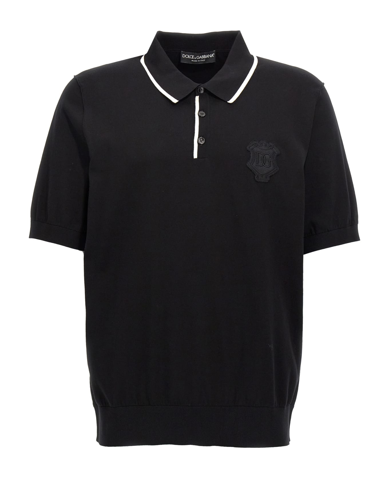 Dolce & Gabbana Dg Logo Embroidered Polo Shirt - Black