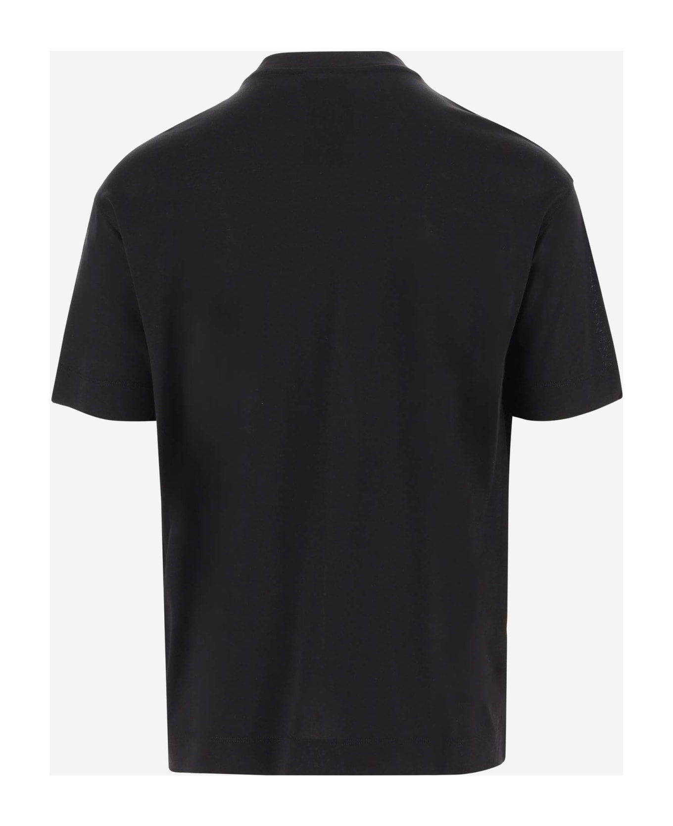 Emporio Armani Cotton Blend T-shirt With Orient Print Asv - Black