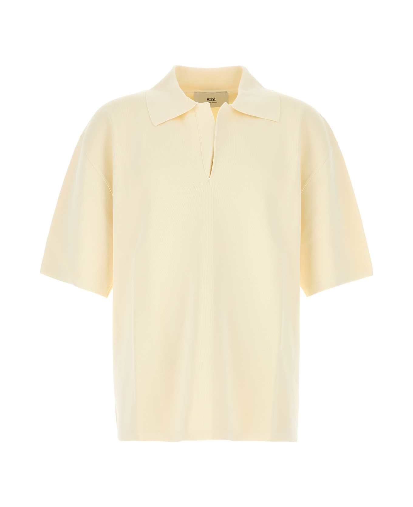 Ami Alexandre Mattiussi Cream Viscose Blend Oversize Polo Shirt - WHITECREAM