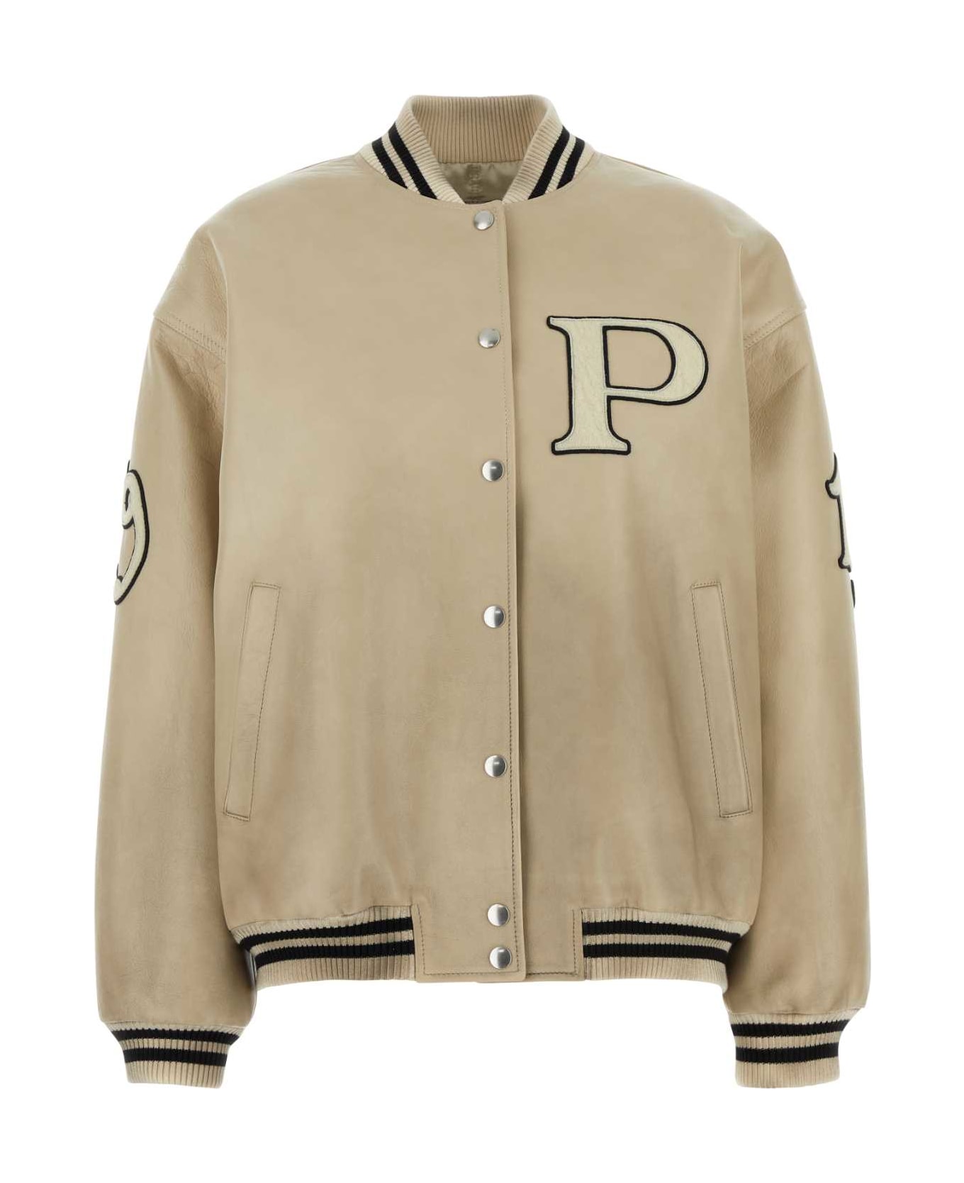 Prada Ivory Leather Bomber Jacket - AVORIO