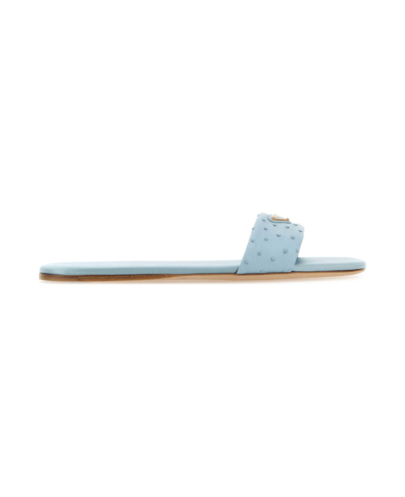 Prada Light Blue Leather Slippers - CELESTE