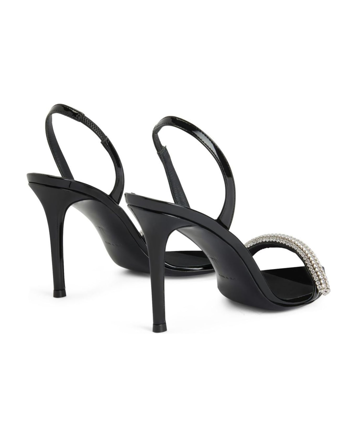 Giuseppe Zanotti Black Patent Leather Slingback Sandals - Black サンダル