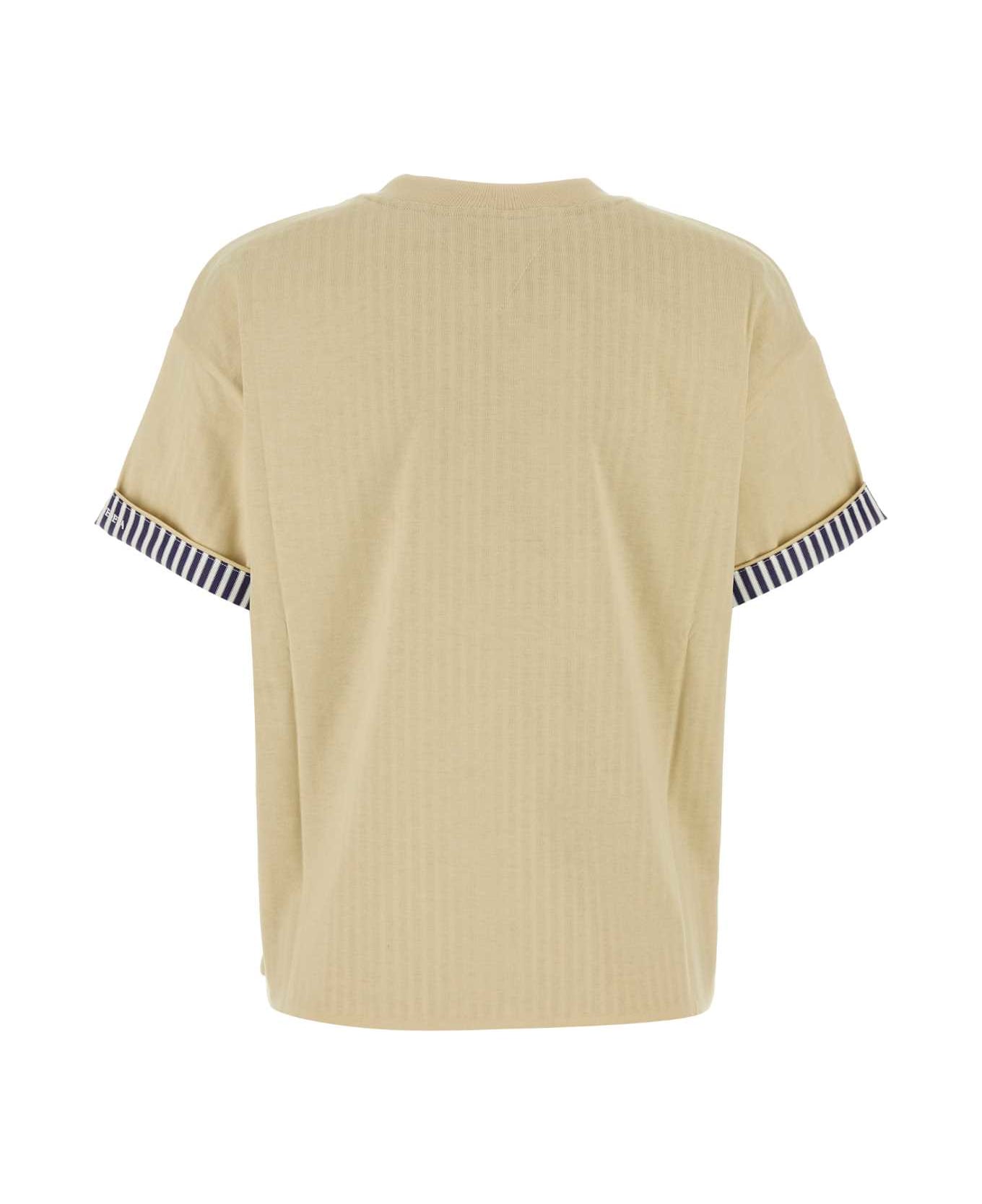 Bottega Veneta Cream Cotton T-shirt - SOAPSTONEBLUEWHITE