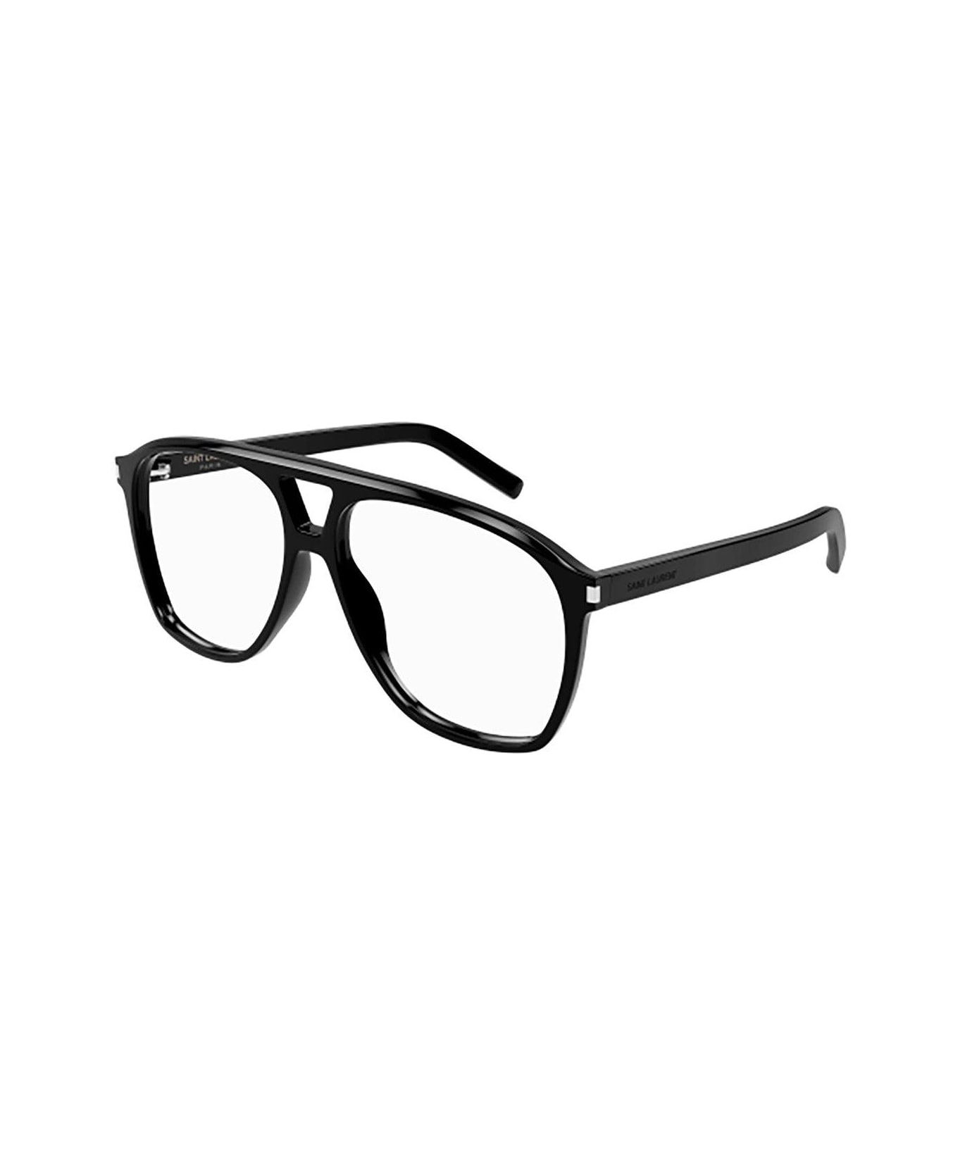Saint Laurent Eyewear Aviator Glasses - 001 black black transpare