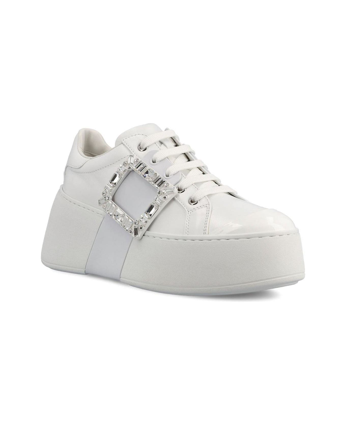 Roger Vivier Viv' Skate Embellished Sneakers - White