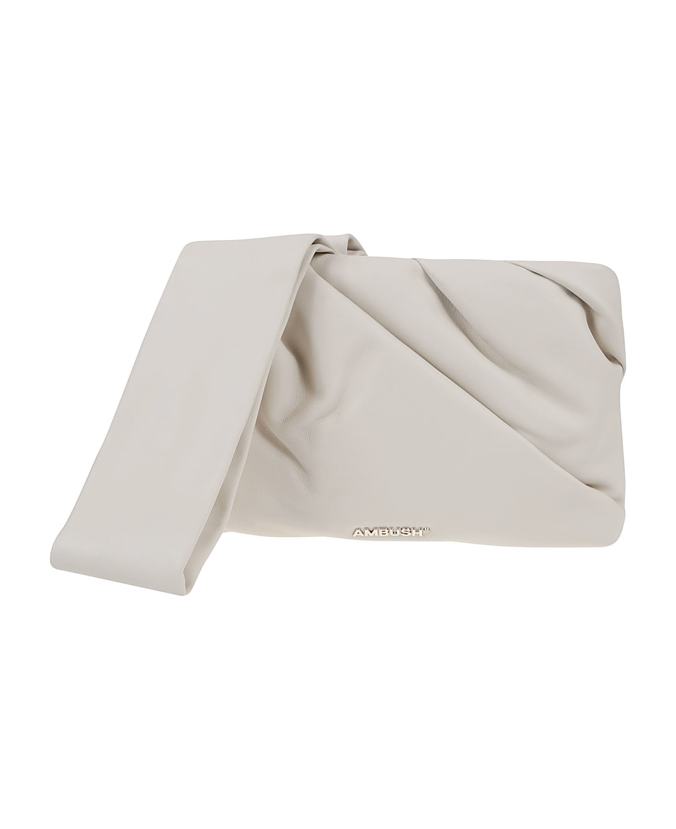 AMBUSH Leather Nejiri Wrist Clutch Bag - Off White Silver クラッチバッグ