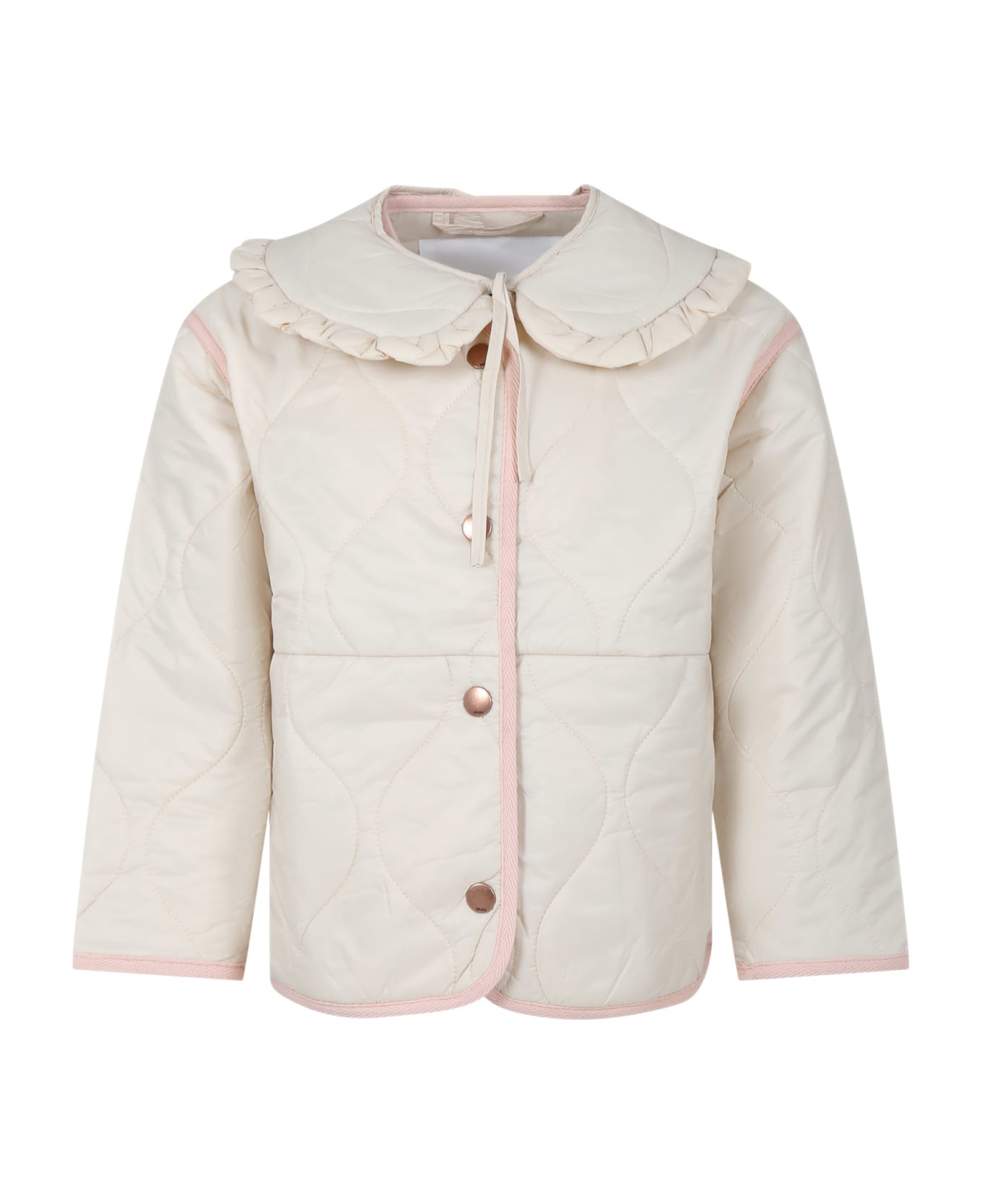 Molo Ivory Down Jacket For Girl - Ivory