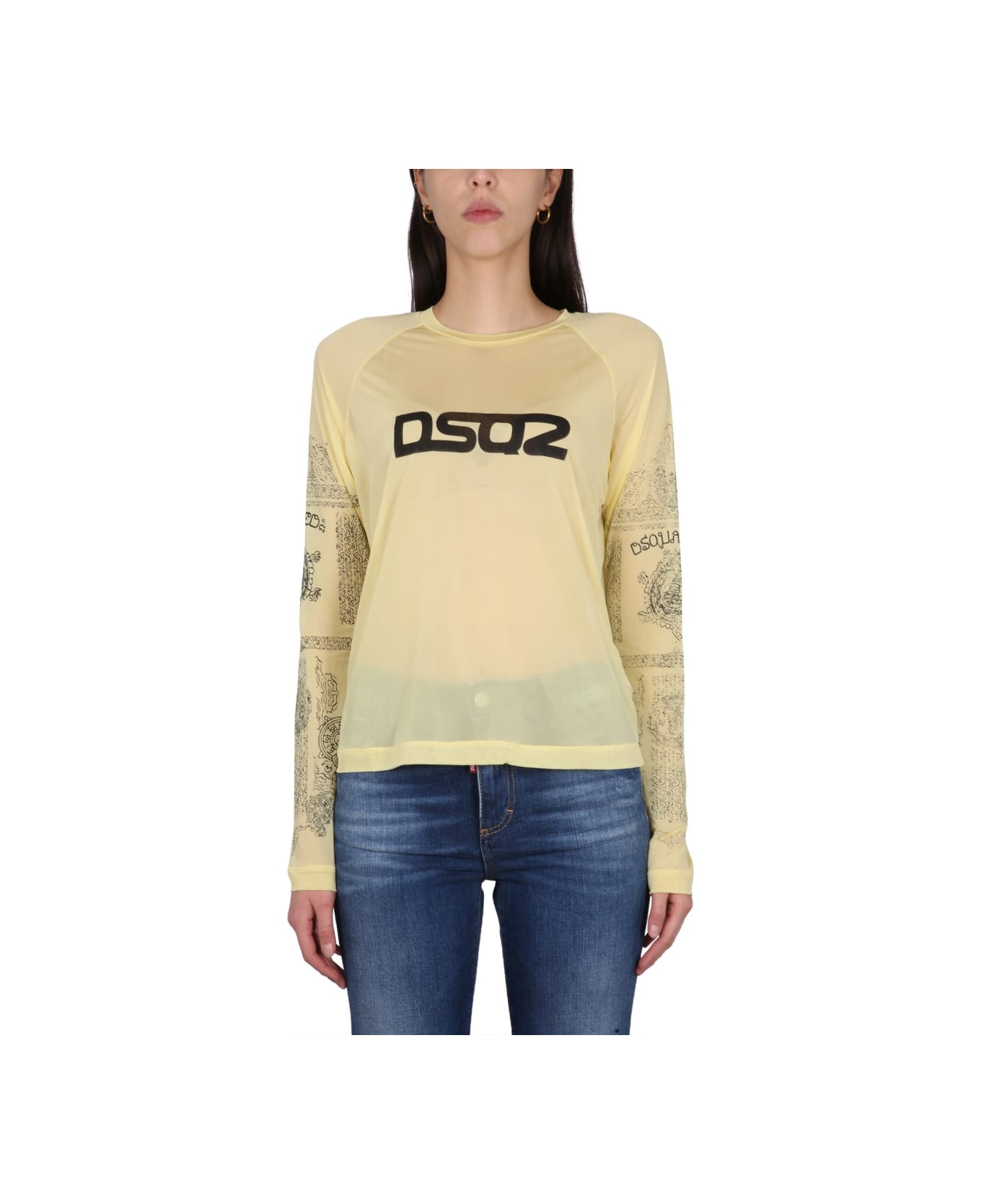 Dsquared2 Logo Print T-shirt - YELLOW