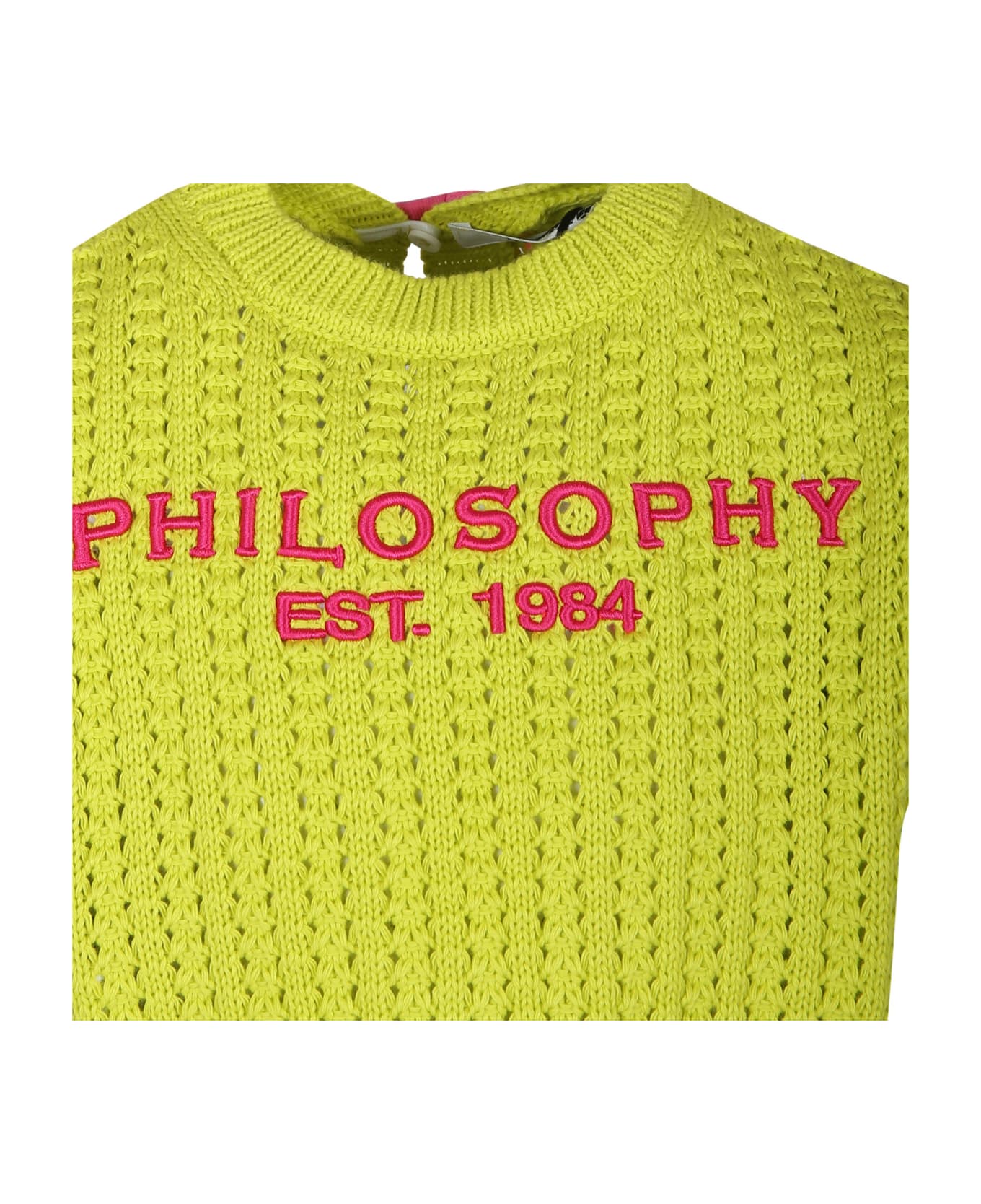 Philosophy di Lorenzo Serafini Kids Yellow Vest Sweater For Girl With Logo - Yellow ニットウェア＆スウェットシャツ