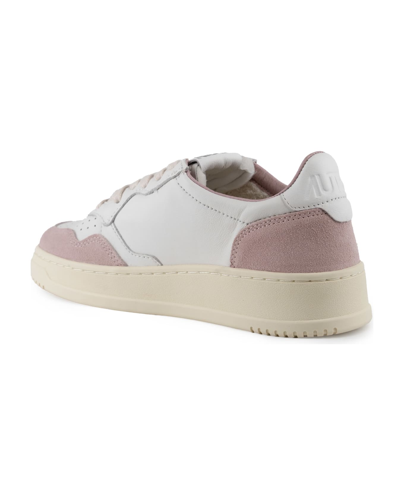 Autry Medalist Low Sneakers In Goatskin And Suede - Goat/suede wht/powder