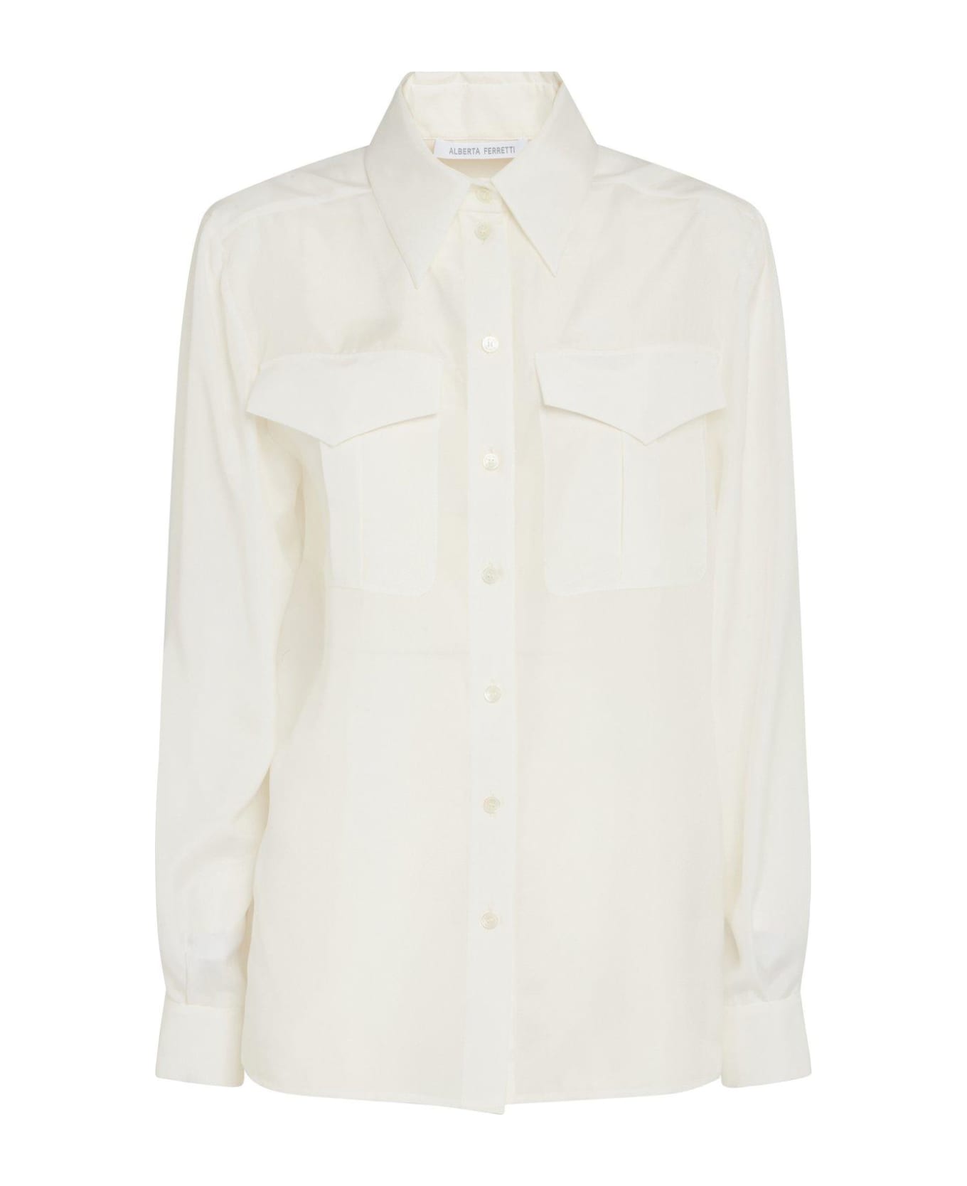 Alberta Ferretti Patched Pocket Regular Plain Shirt - White シャツ