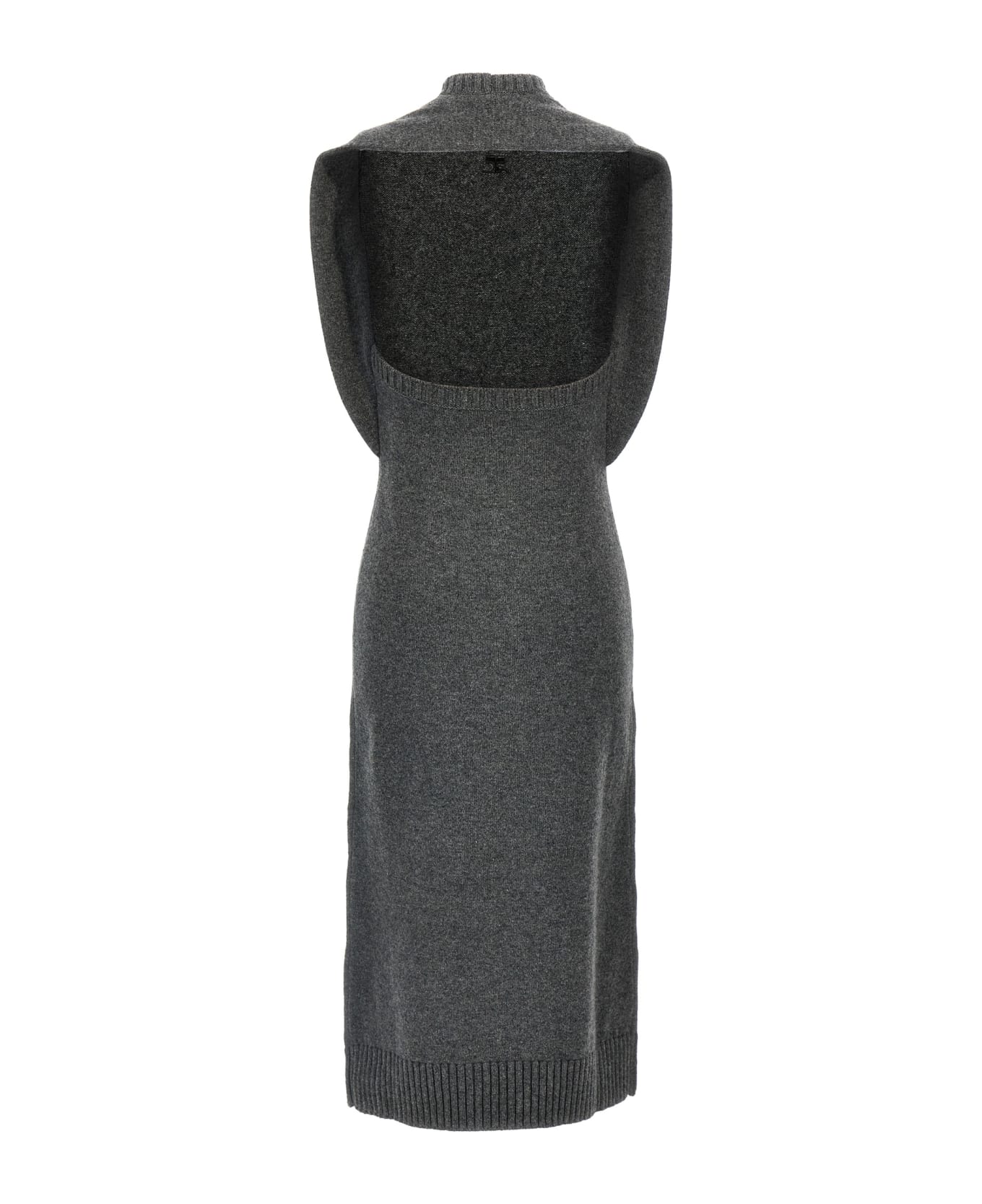 Courrèges 
over The Shoulder Drapè
 Dress - GRIS CHINE