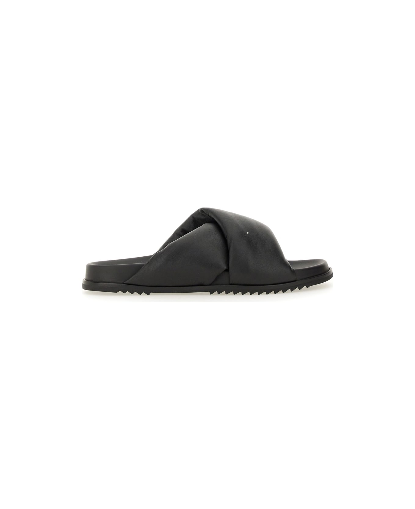 Rick Owens Leather Slide Sandal - BLACK