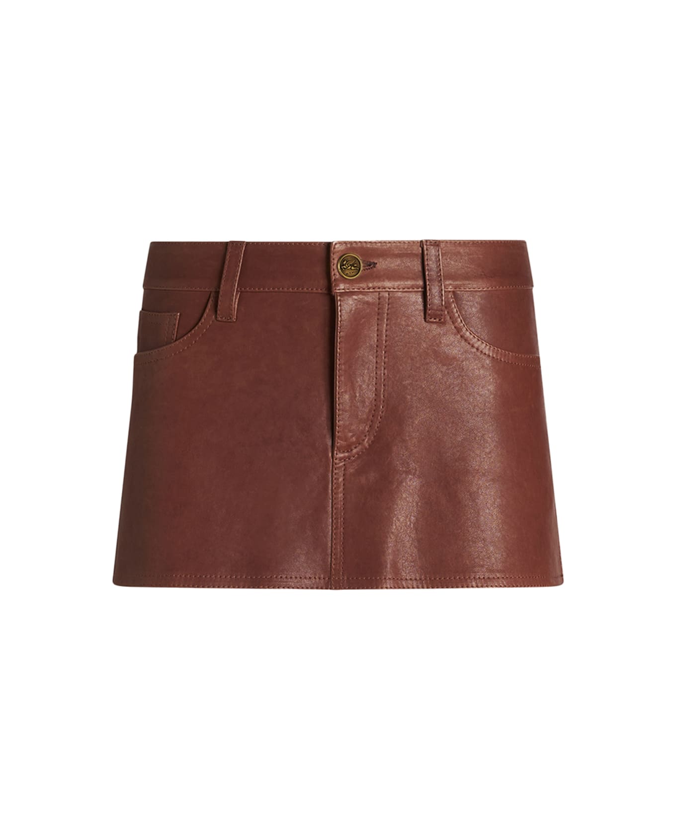 Etro Brown Nappa Mini Skirt - Brown