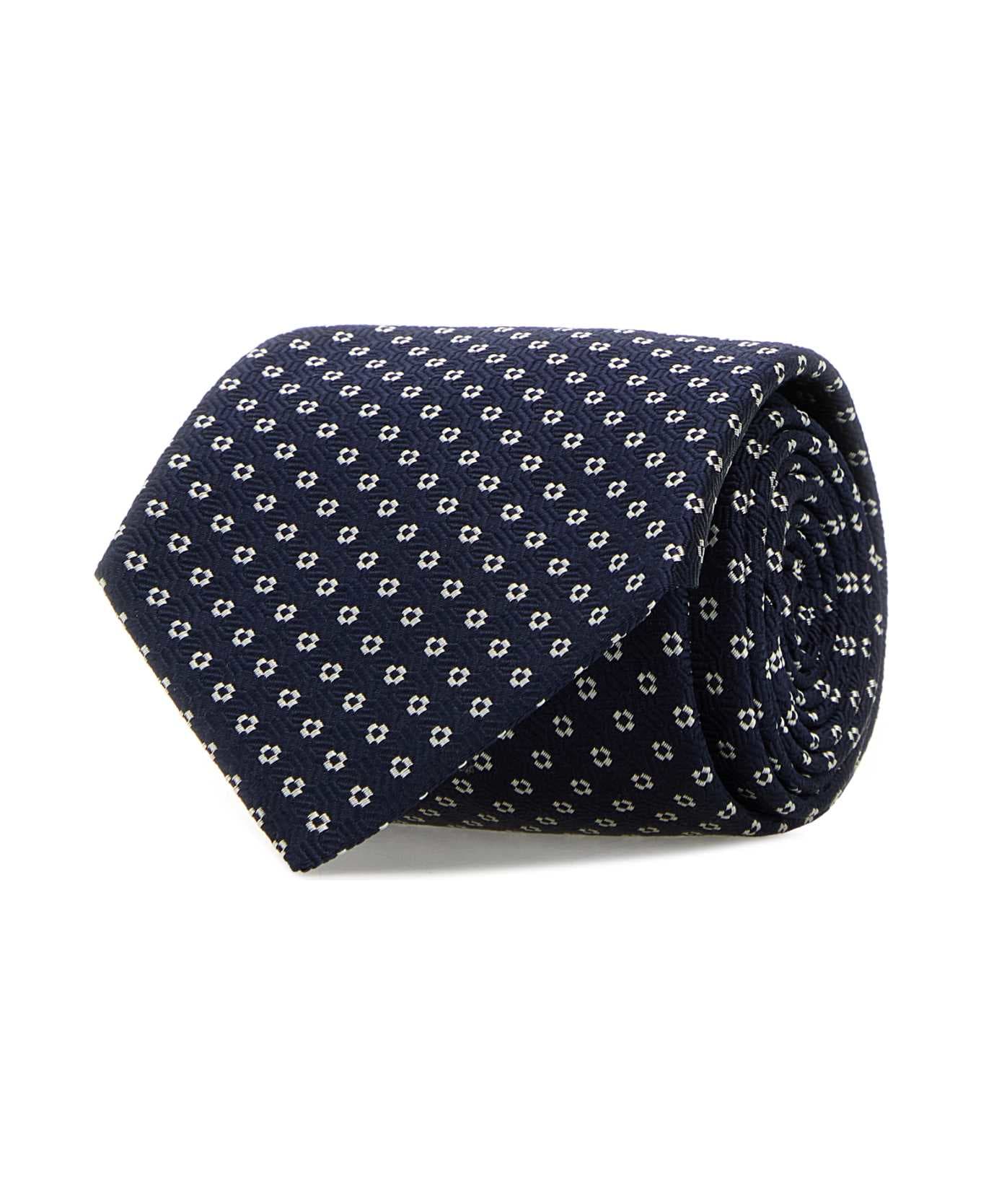 Saint Laurent Embroidered Silk Tie - NAVYLIGHTGREY