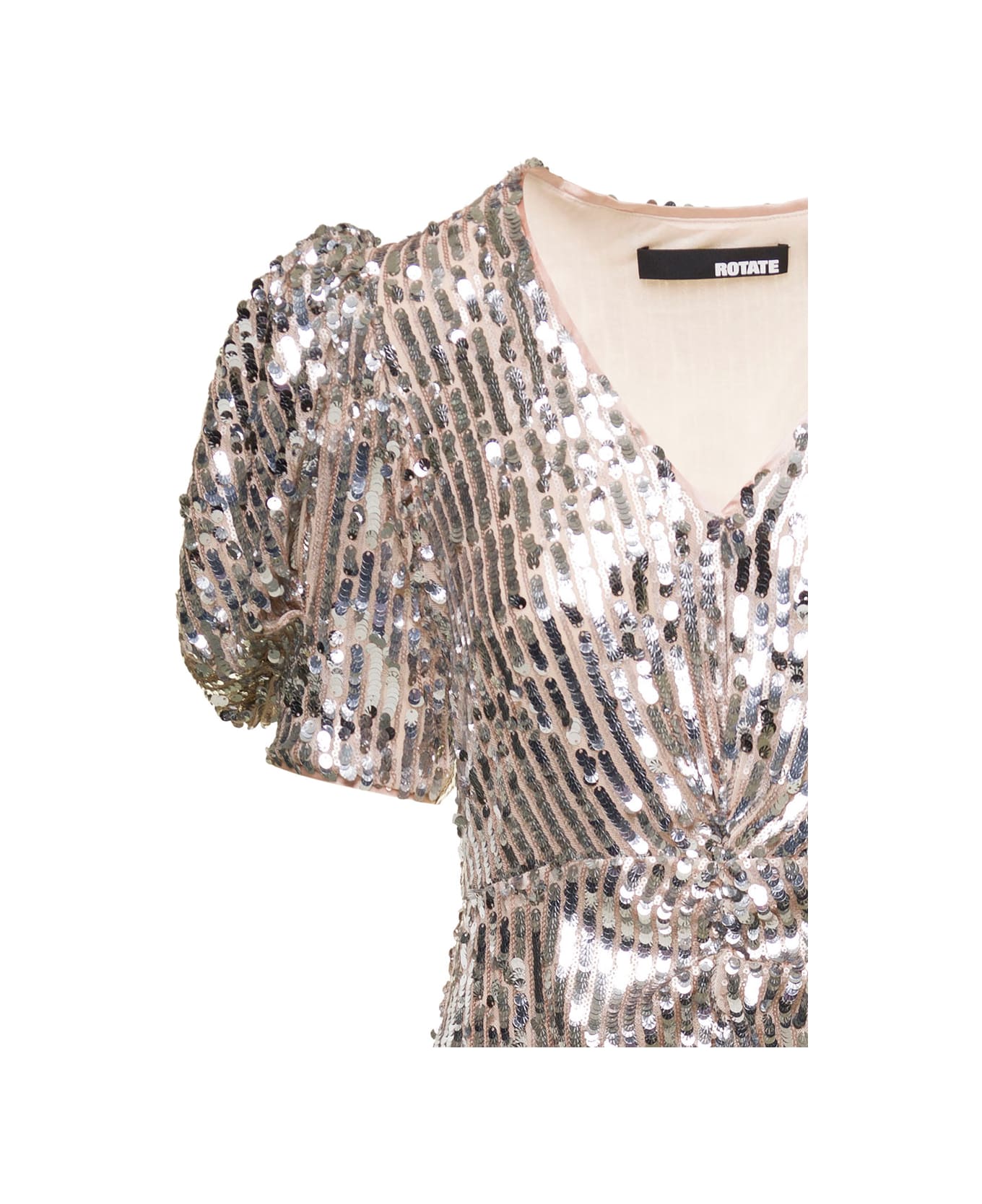 Rotate by Birger Christensen 'sierina' Silver-tone Midi Dress With All-over Sequins Woman Rotate - Metallic
