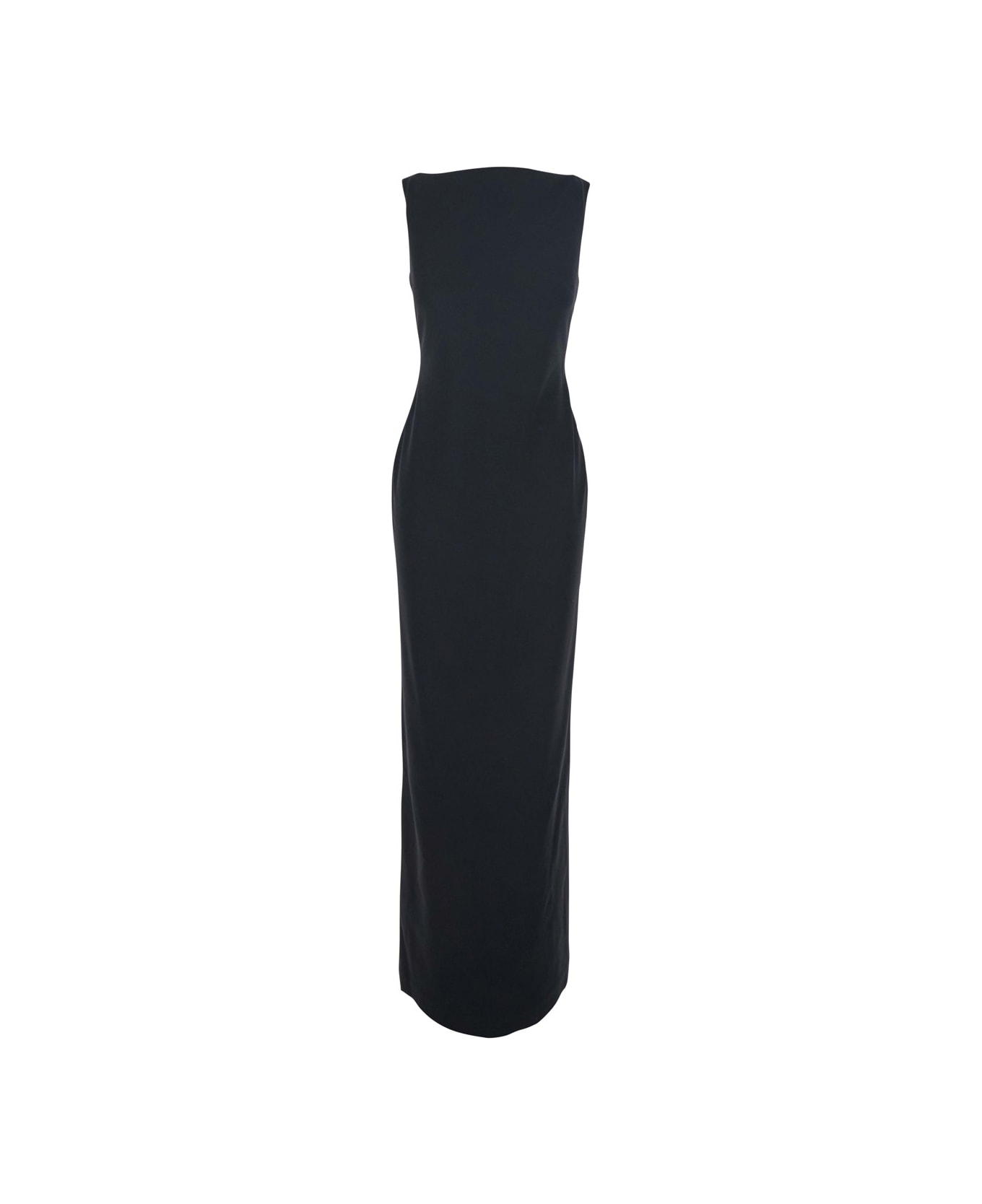 Solace London Black Long Dress With Square Neckline And Cut Out On The Back In Fabric Woman - Black