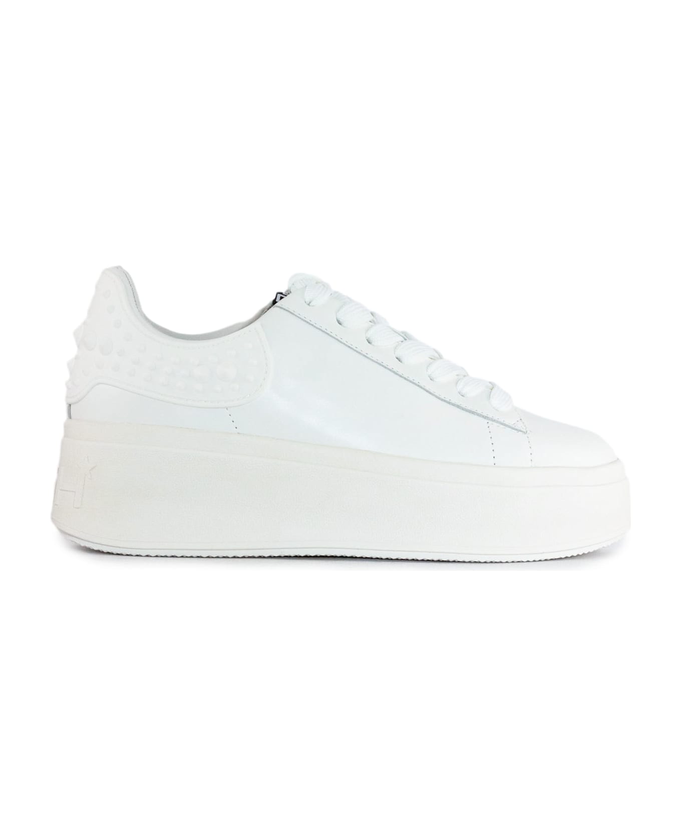 Ash White Calf Leather Moby Sneakers - WHITE