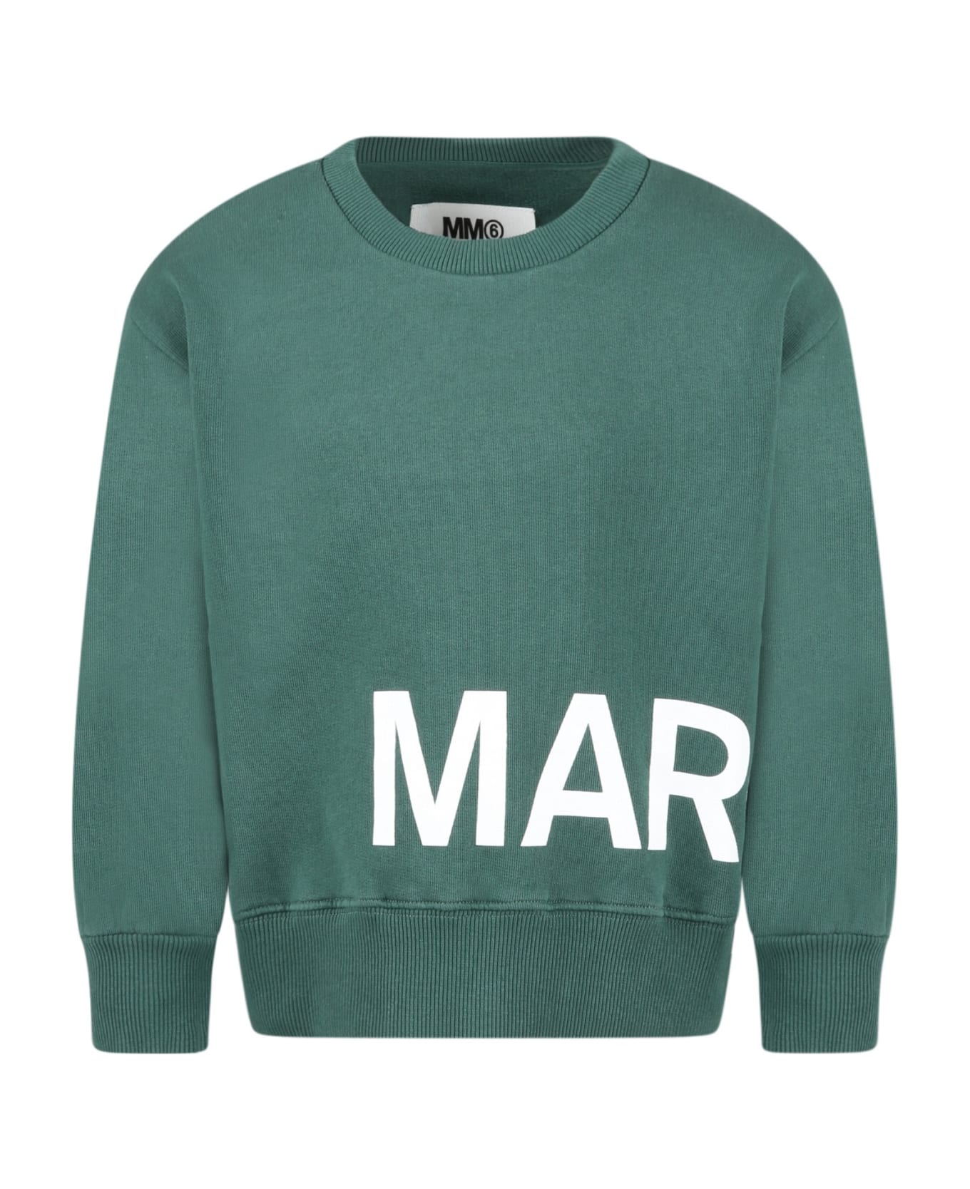 MM6 Maison Margiela Green Sweatshirt For Kids With White Logo - Green