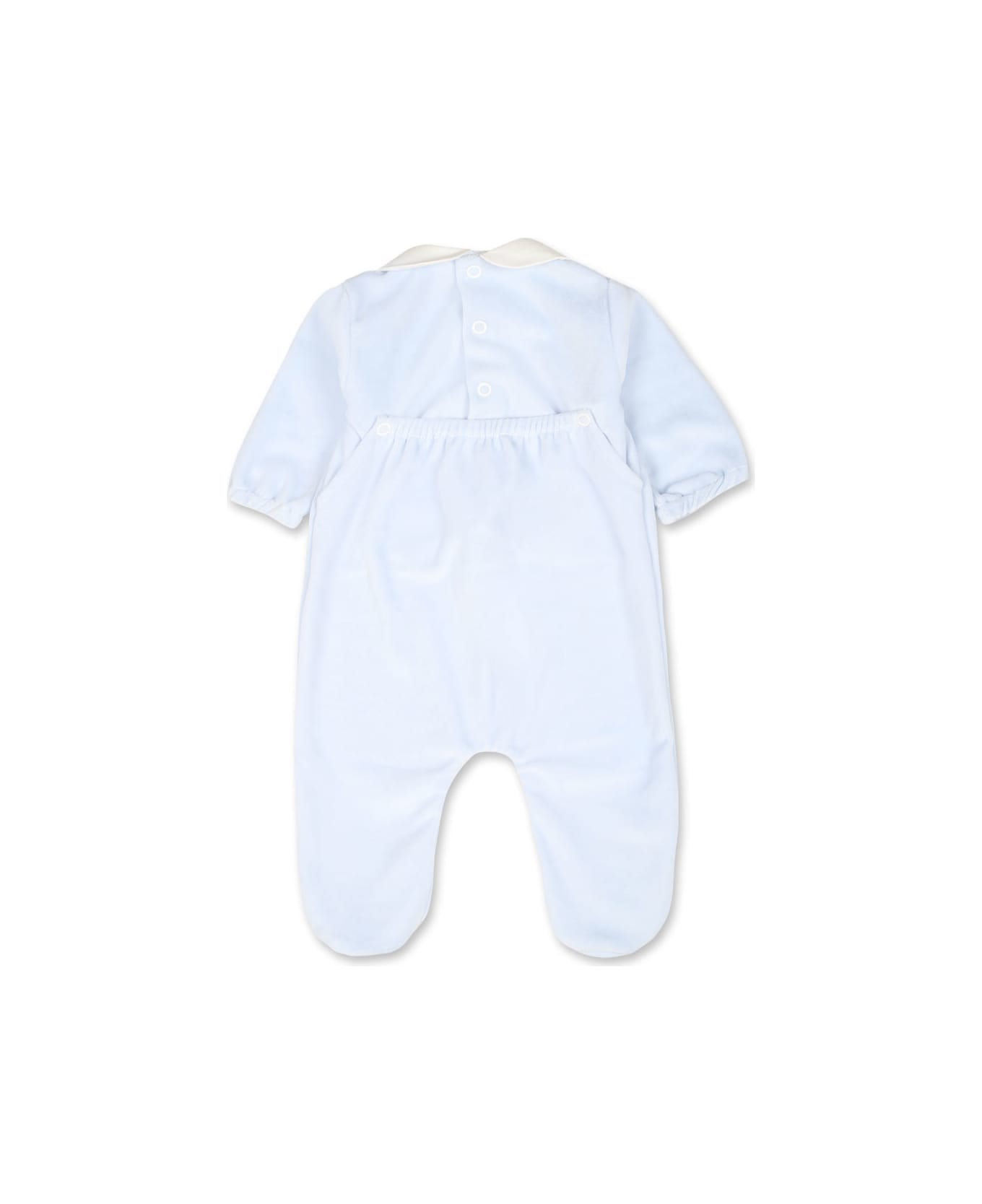 Little Bear Light Bleu Babygrow For Baby Boy With Logo - Light Blue