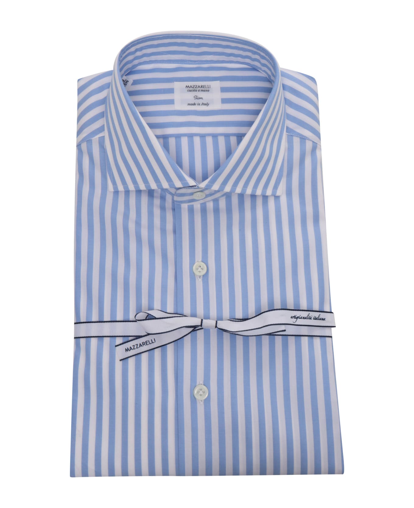 Mazzarelli Light Blue Striped Shirt - WHITE シャツ