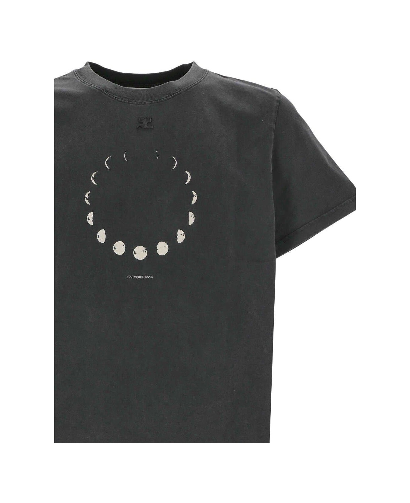 Courrèges Graphic Printed Crewneck T-shirt - Stonewashed Grey