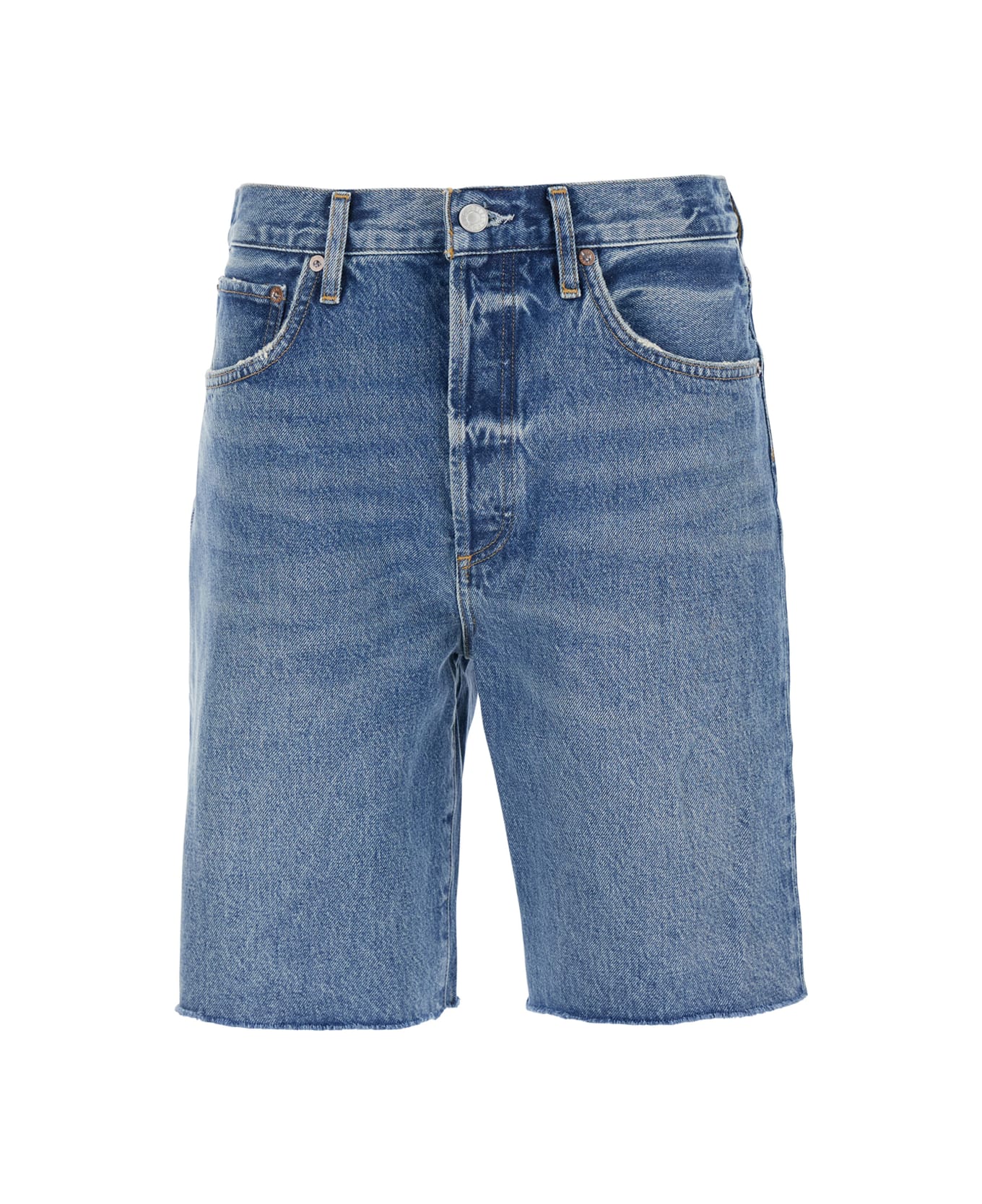 AGOLDE Blue Five-pocket Shorts With Button Closure In Denim Woman - Blu