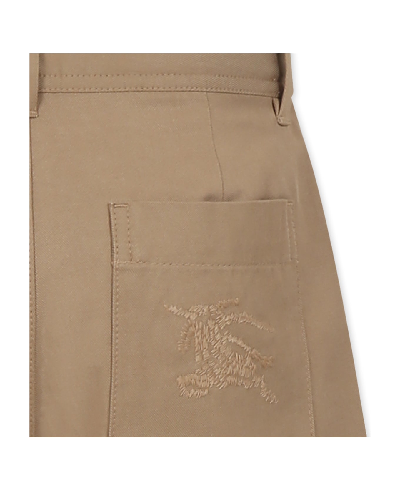 Burberry Beige Shorts For Baby Boy With Embroidered Logo - Beige