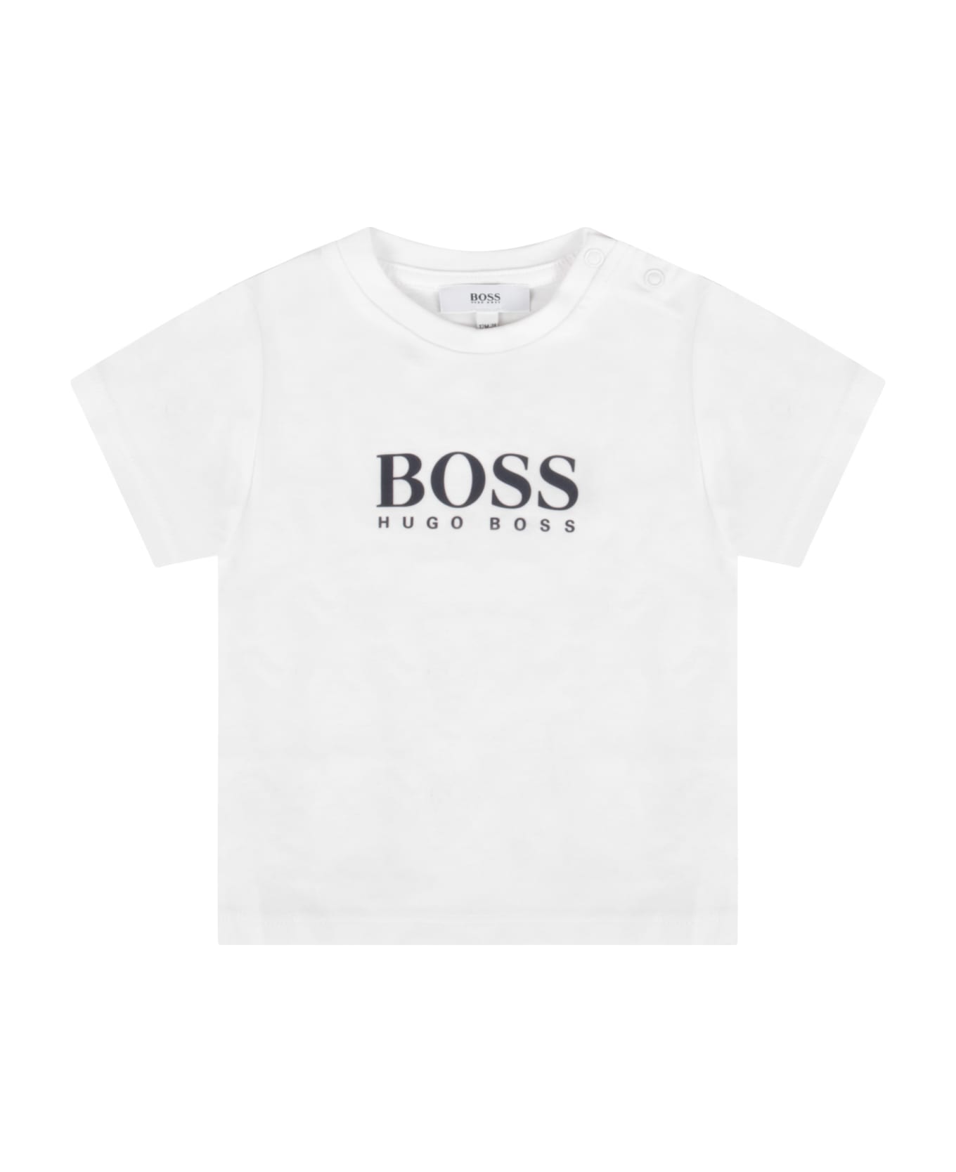 Hugo Boss White T-shirt For Baby Boy With Logo - White Tシャツ＆ポロシャツ