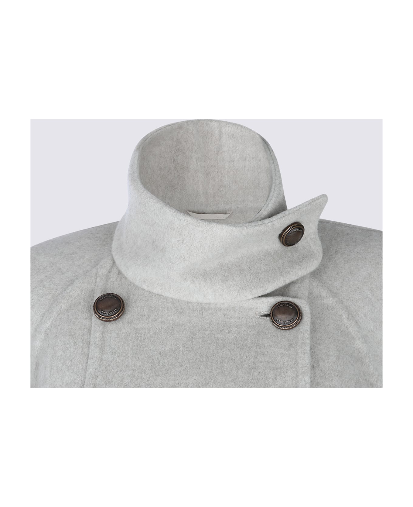 Brunello Cucinelli Grey Wool Coat - BEIGE FREDDO