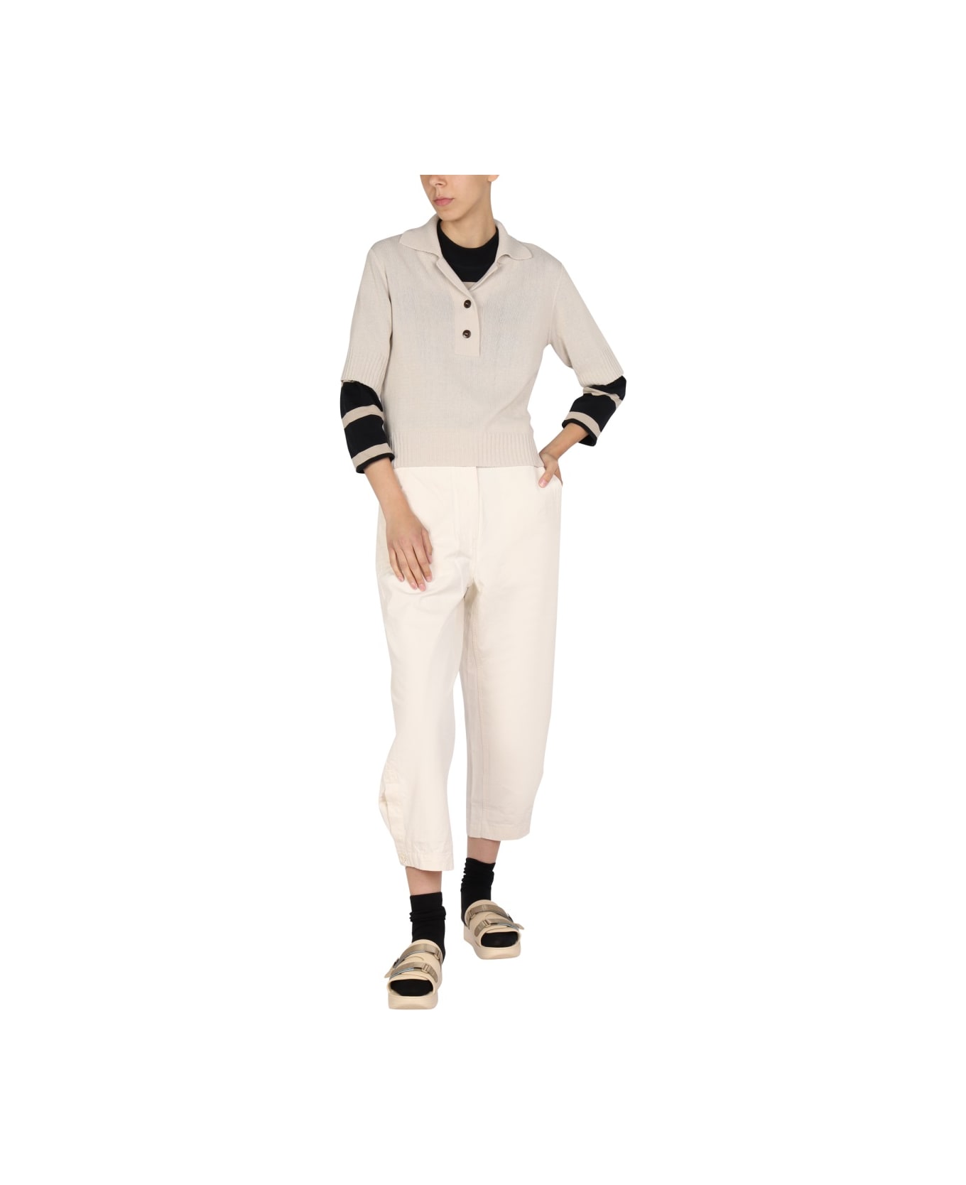 Margaret Howell Cotton And Wool Polo Shirt - POWDER