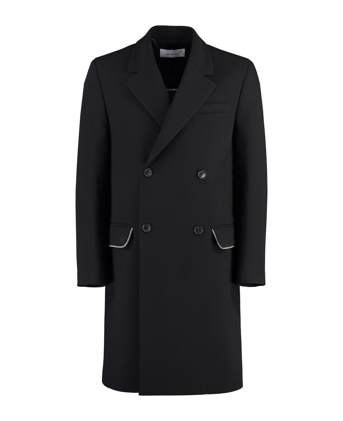 Off-White Double-breasted Virgin Wool Coat - black コート