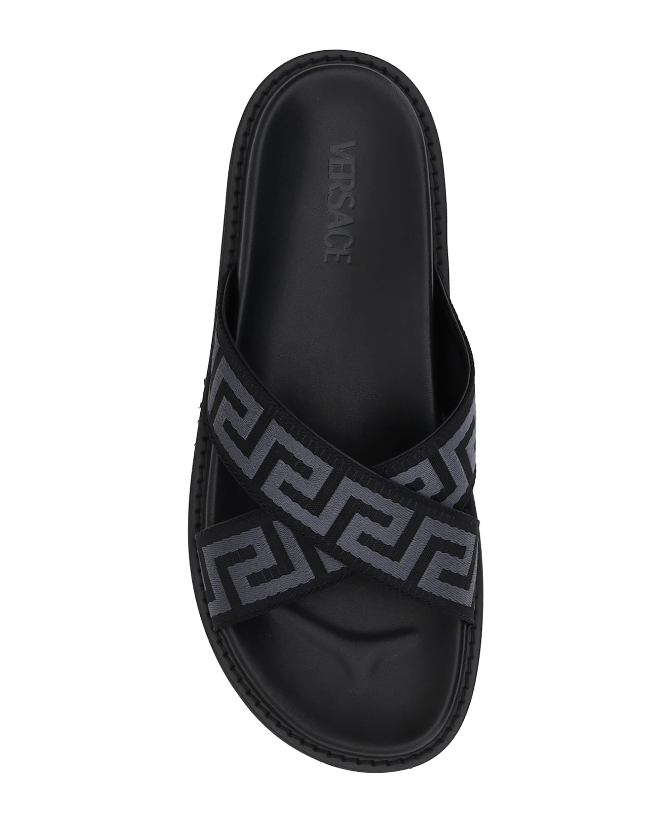 Versace Greca Pattern Sandals - Black +anthracite