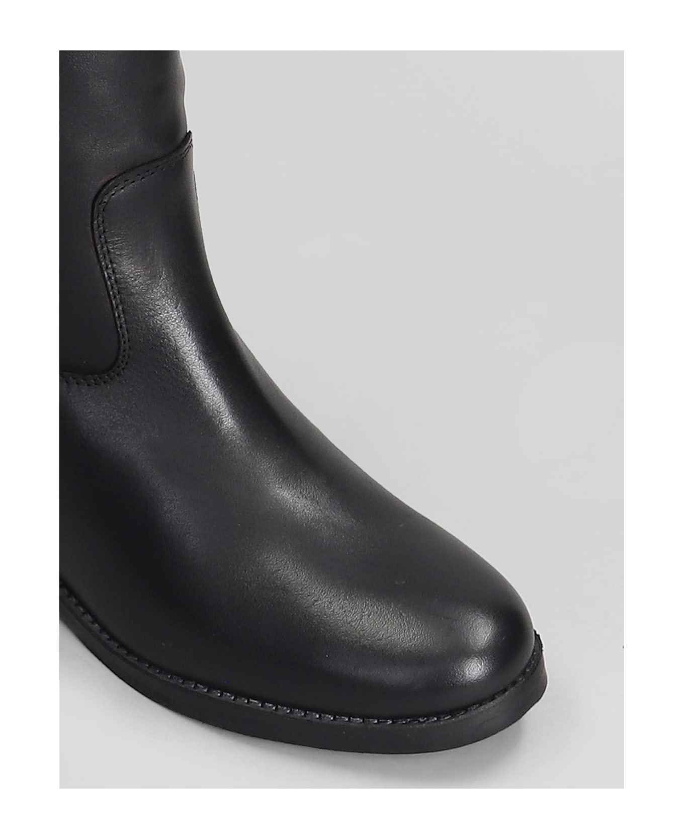 Julie Dee Low Heels Boots In Black Leather - black