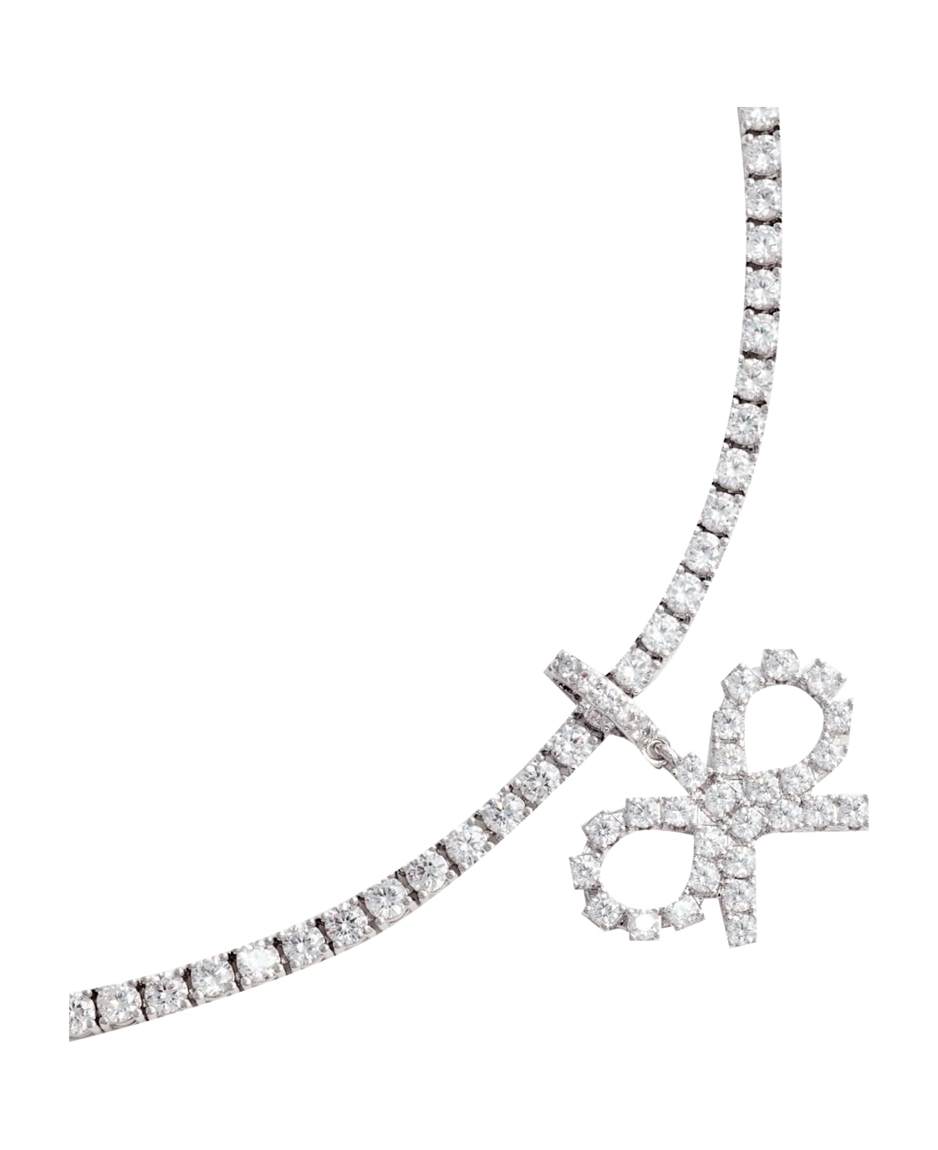self-portrait Crystal Bow Tennis Necklace - Silver ブレスレット