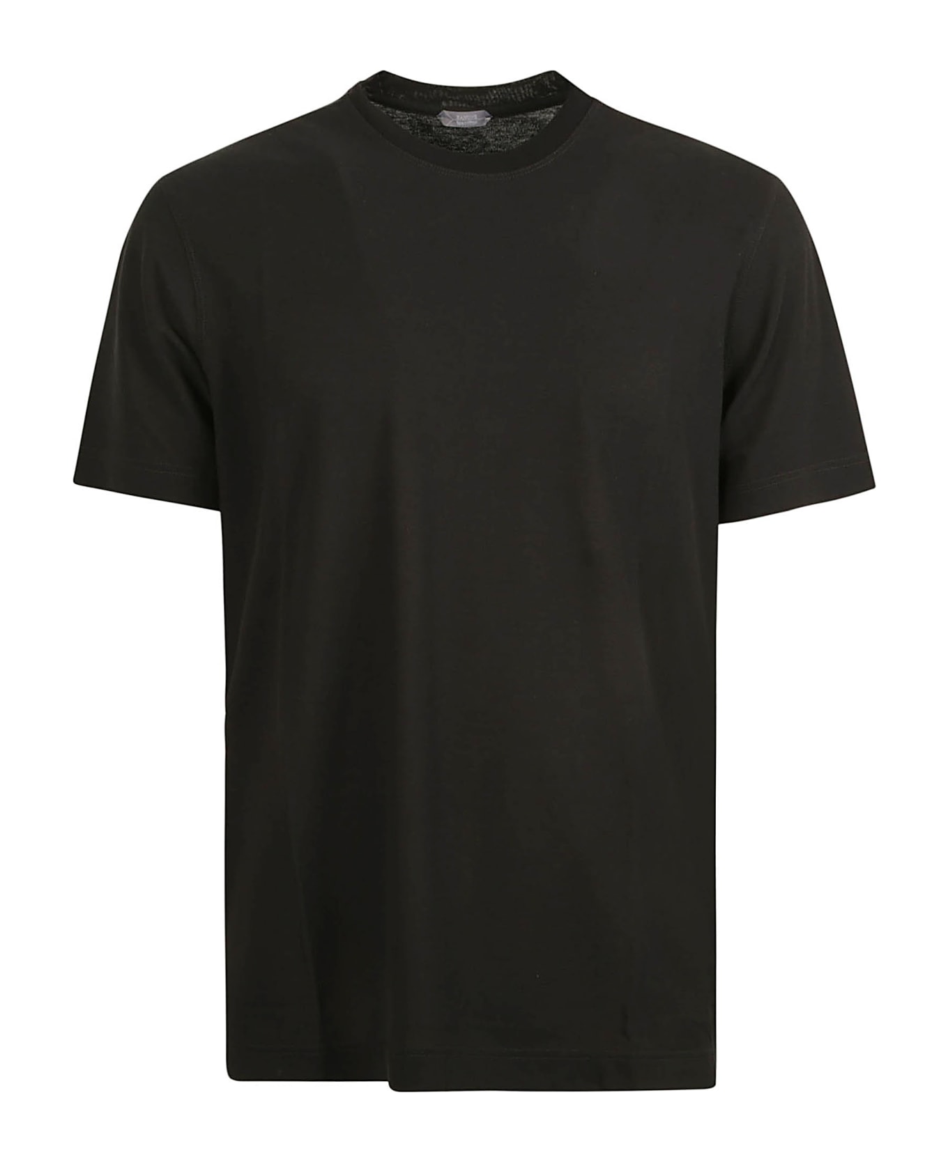 Zanone Round Neck Plain T-shirt - Black