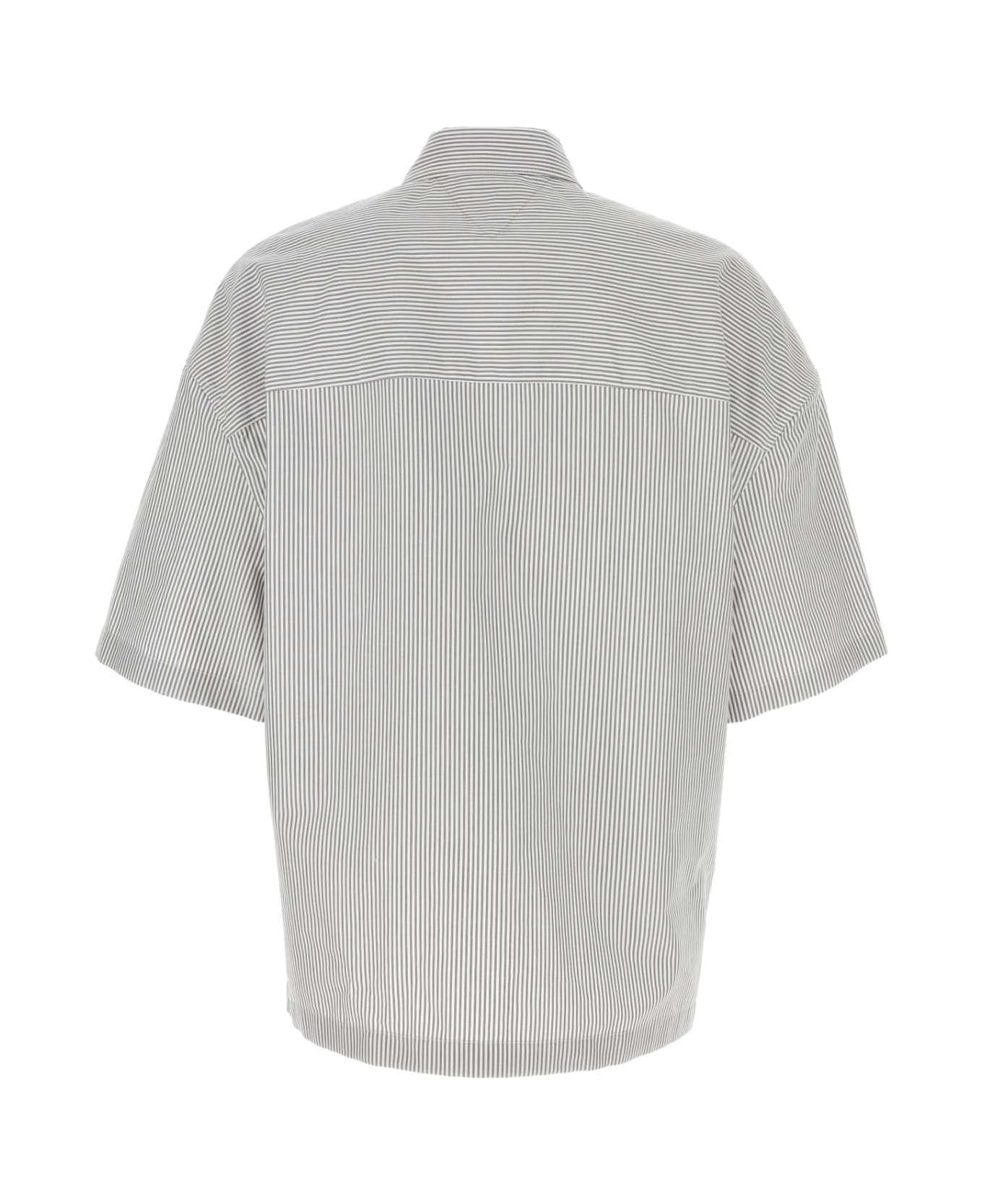Bottega Veneta Embroidered Poplin Shirt - GREYWHITE