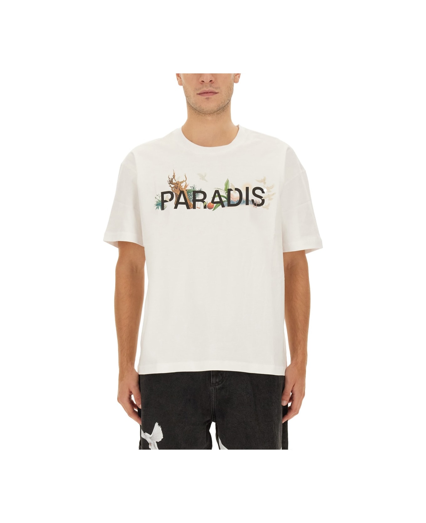 3.Paradis T-shirt With Logo - WHITE