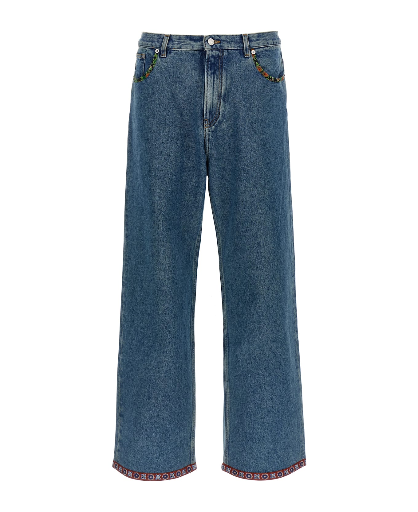 Valentino Garavani Floral Insert Jeans - Blue