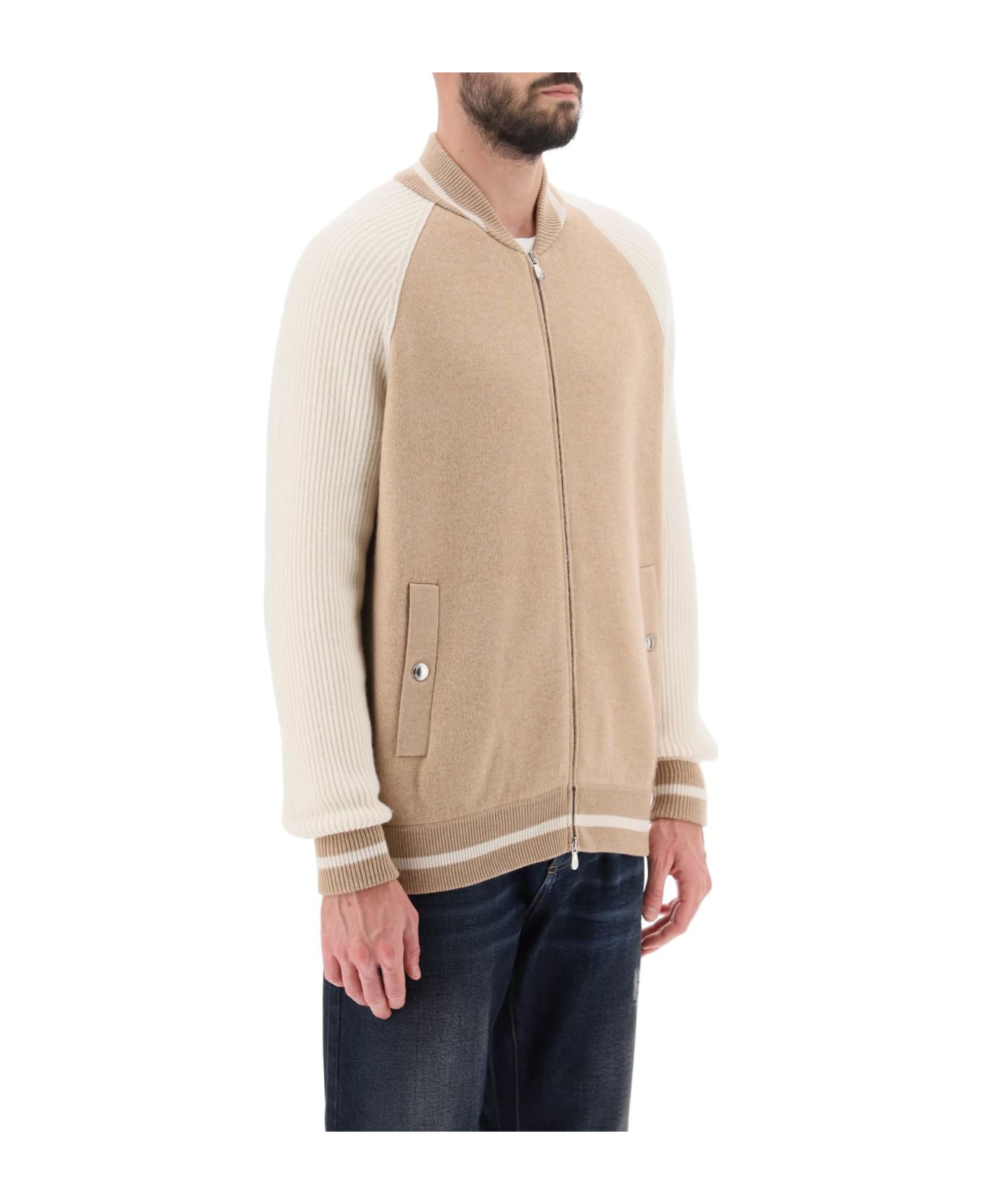 Brunello Cucinelli Bomber Jacket-inspired Cardigan - Cammello