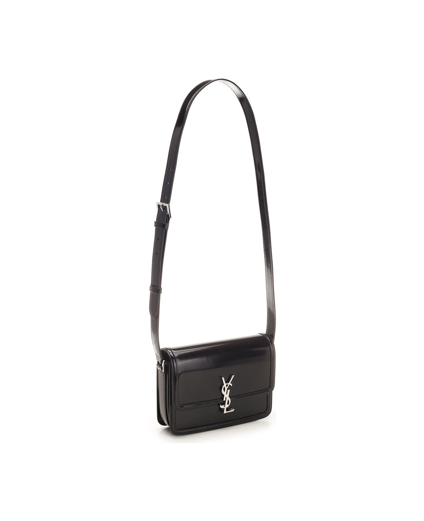 Saint Laurent Solferino Logo Plaque Shoulder Bag - Black