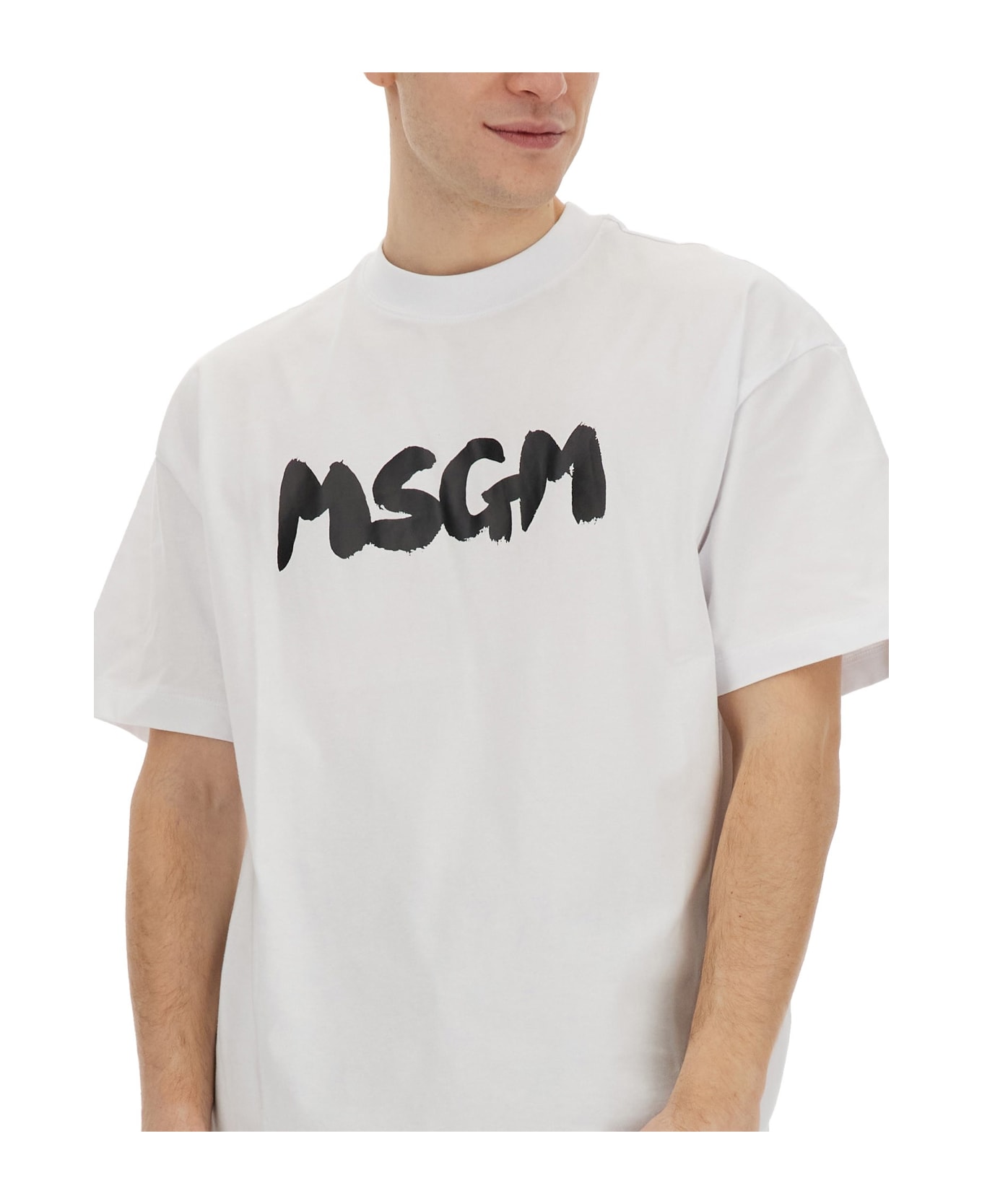 MSGM T-shirt With Logo - Bianco