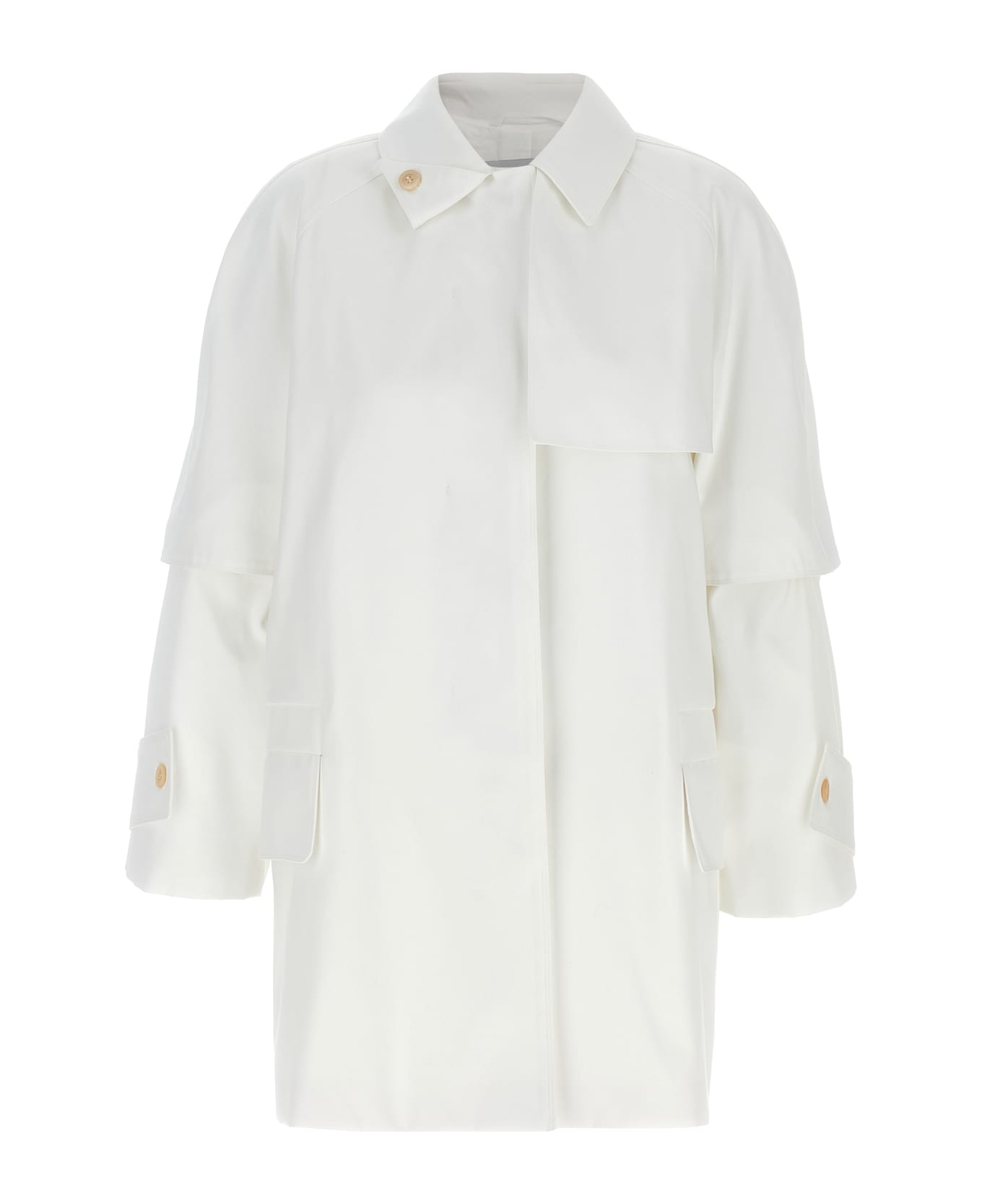 Max Mara 'baba' White Cotton Raincoat - White