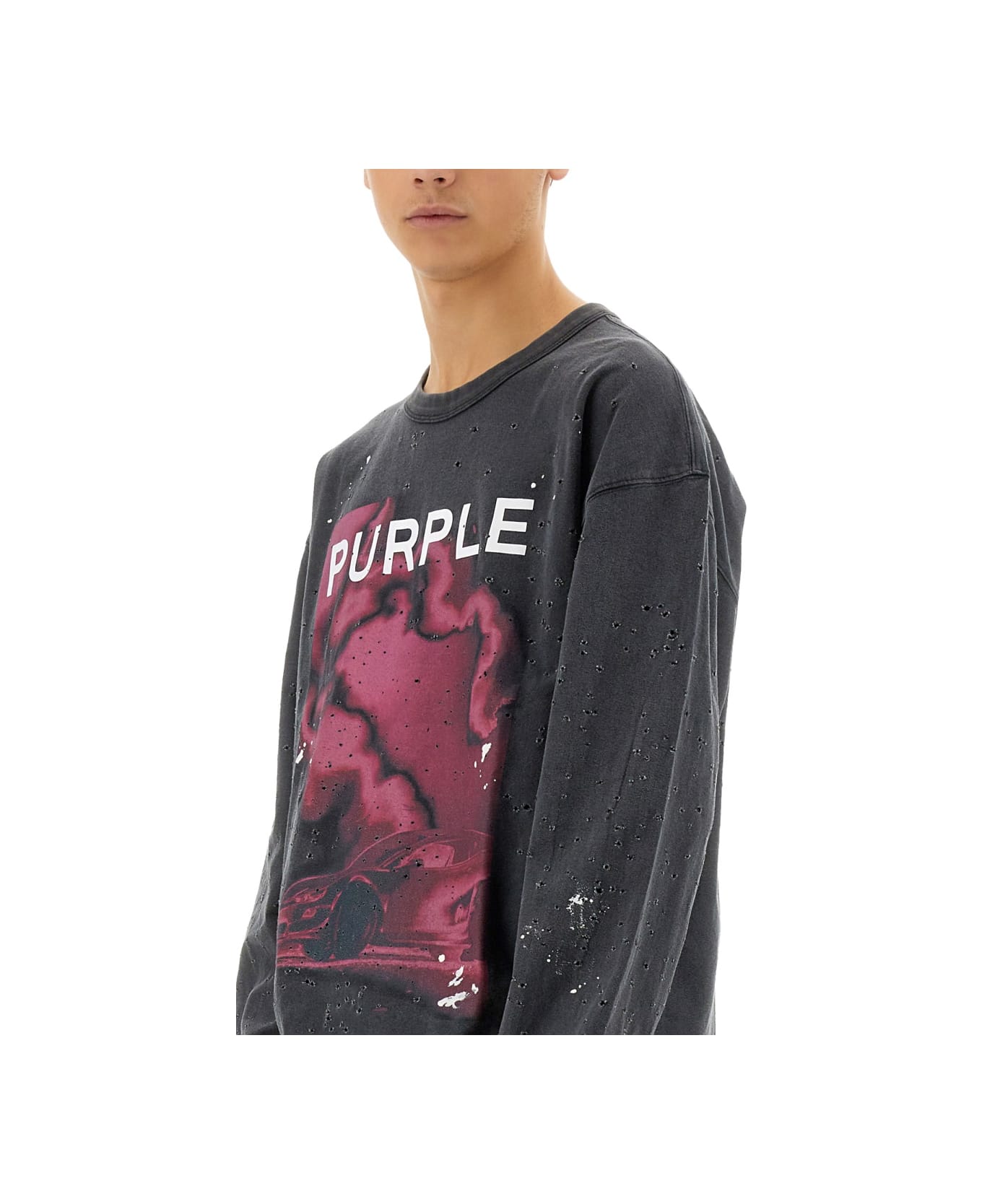 Purple Brand Jersey Sweatshirt - BLACK