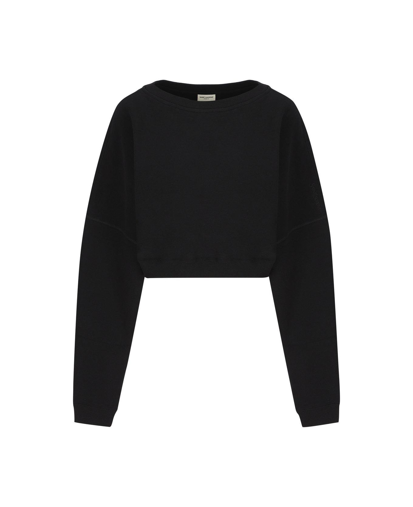 Saint Laurent Crewneck Cropped Sweatshirt - Noir