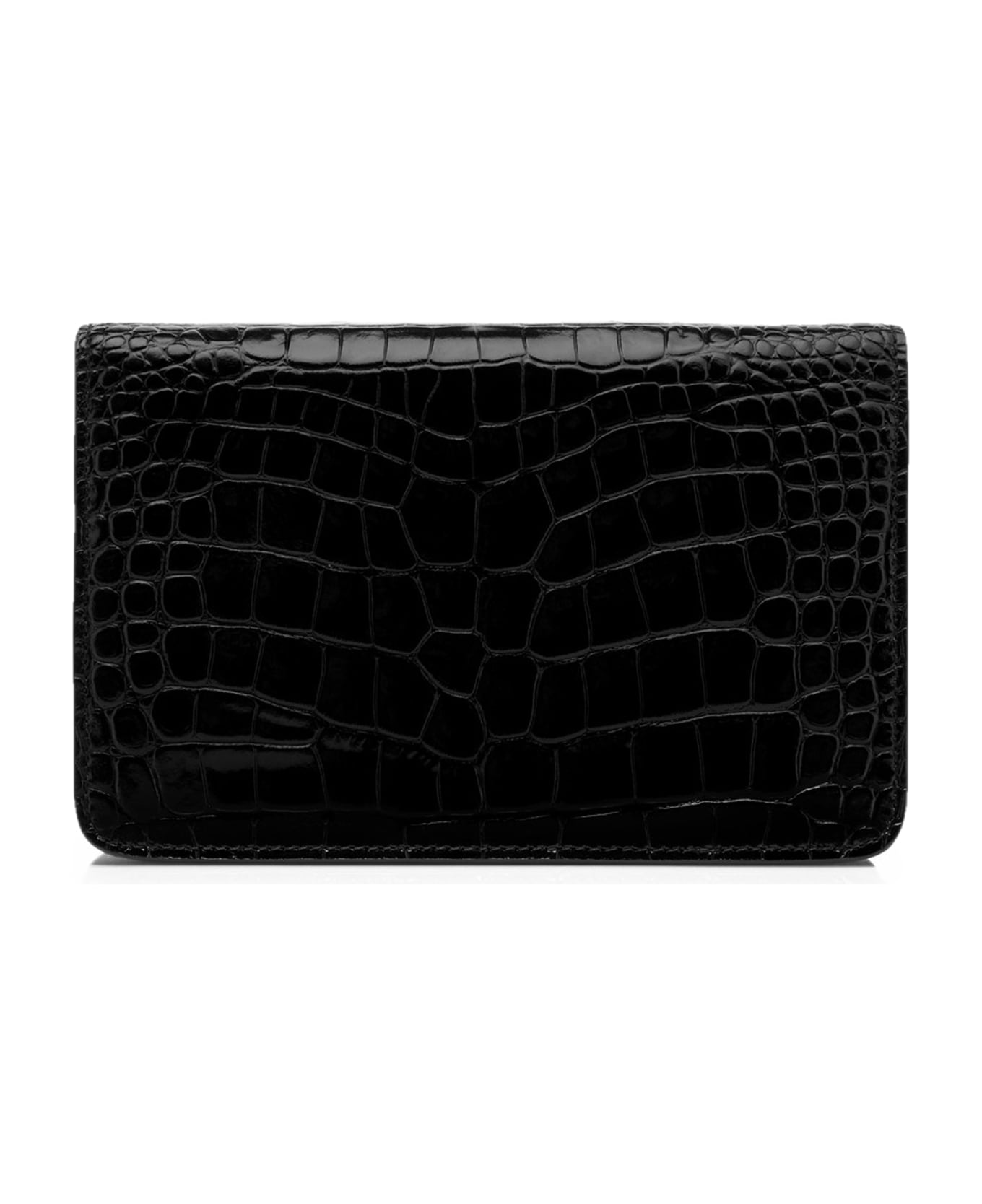 Tom Ford Shiny Stamped Croc Small Shoulder Bag - Black