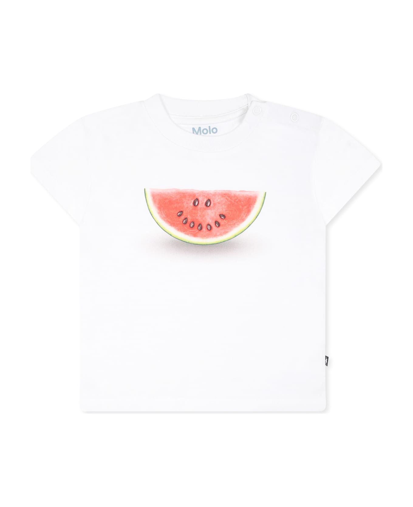 Molo White T-shirt For Babykids With Watermelon Smiley - White