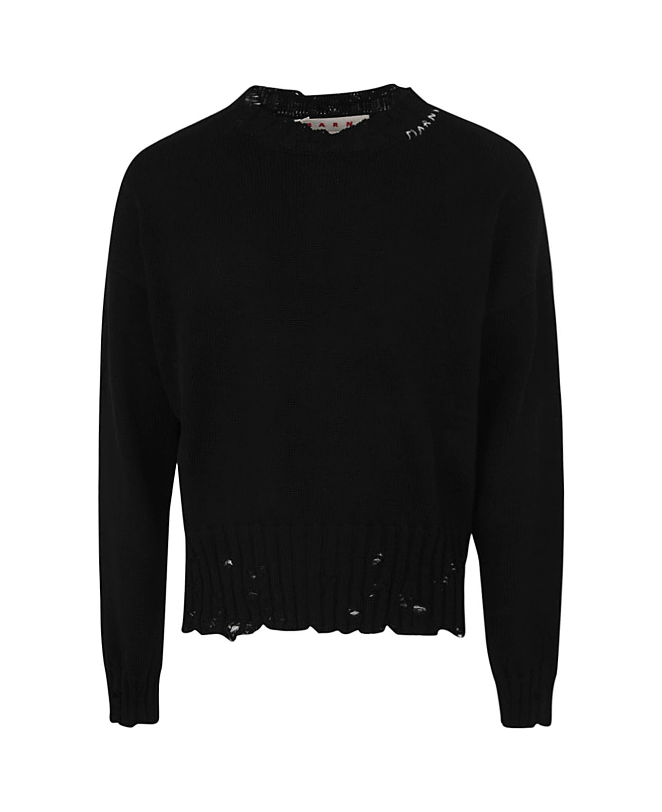 Marni Crew Neck Long Sleeeves Sweater - Black ニットウェア